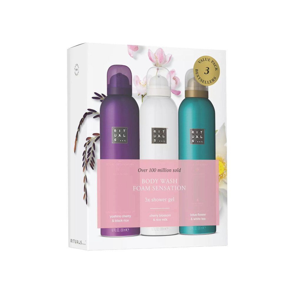 Rituals Pflege-Geschenkset Rituals Shower Foam Value Pack – Duschschaum Trio 3x200ml, 3-tlg., 3er Shower Foam Set (Sakura, Yozakura, Karma) – 600 ml Gesamt