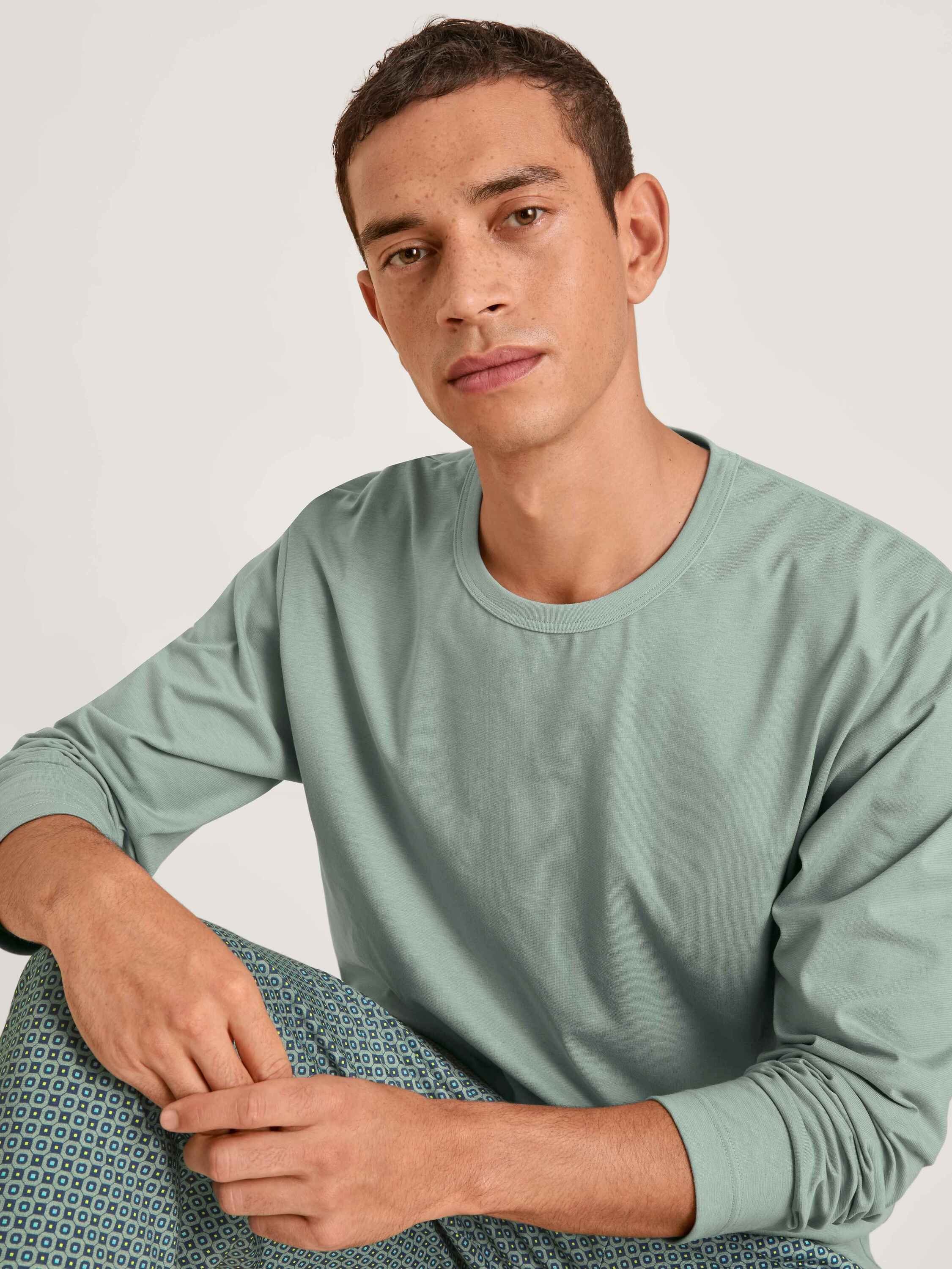 Pyjamaoberteil CALIDA Langarm-Shirt grey slate (1-tlg)