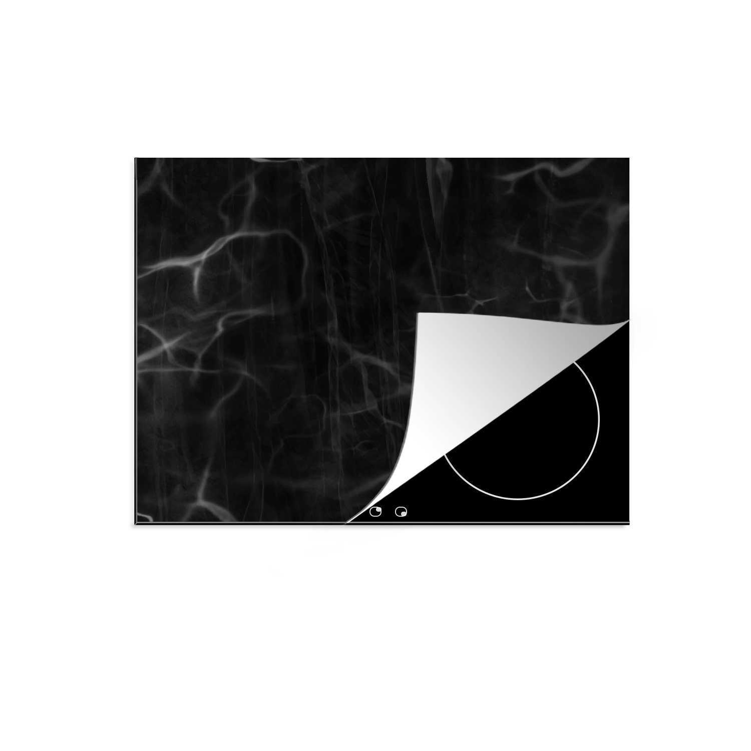 MuchoWow Herdblende-/Abdeckplatte Marmor - Muster Induktionsmatte Vinyl, tlg), Ceranfeldabdeckung - für (1 59x52 die Schwarz, cm, küche