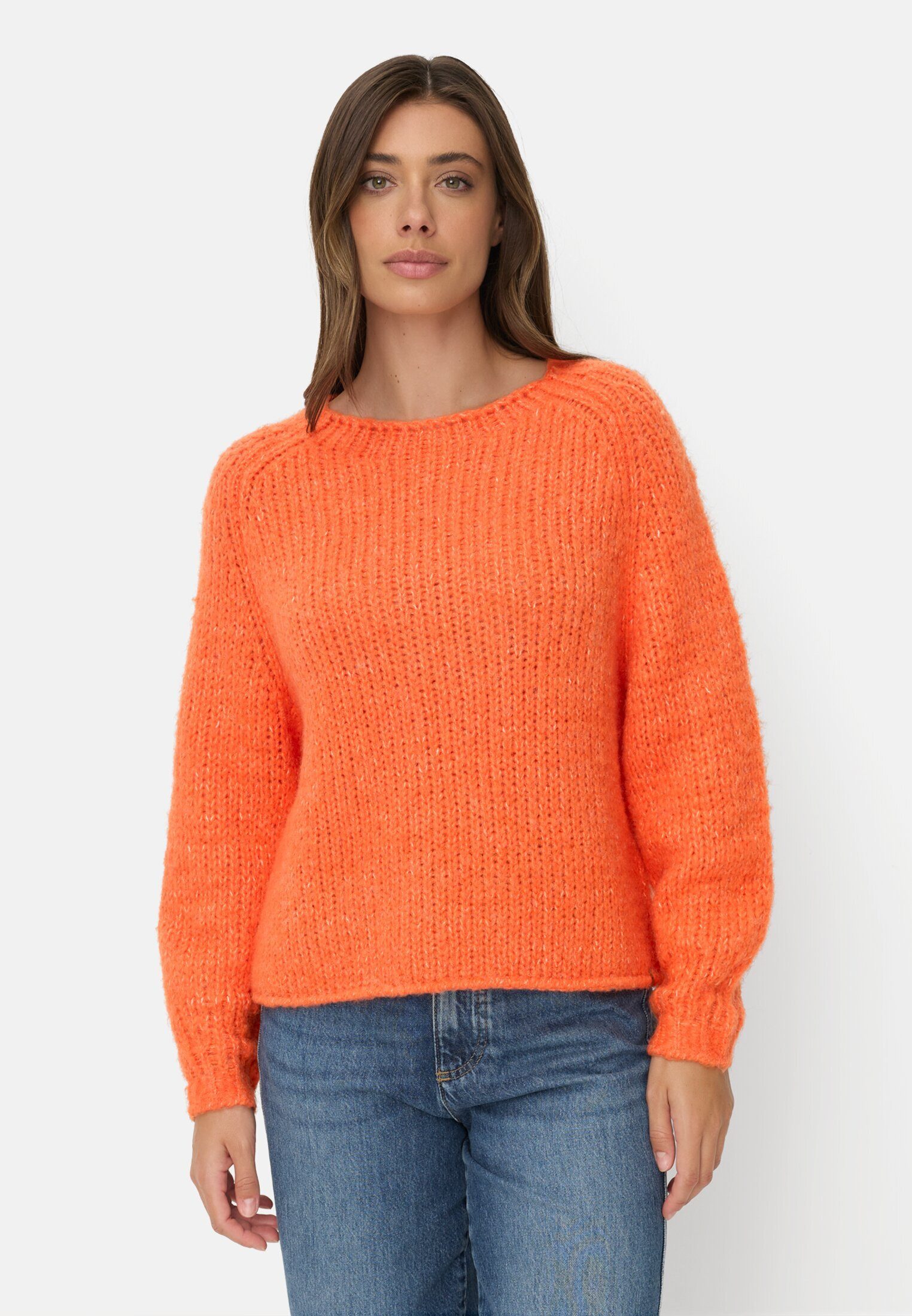 camel active Strickpullover mit weiten Ärmeln Langarm Markenlogo