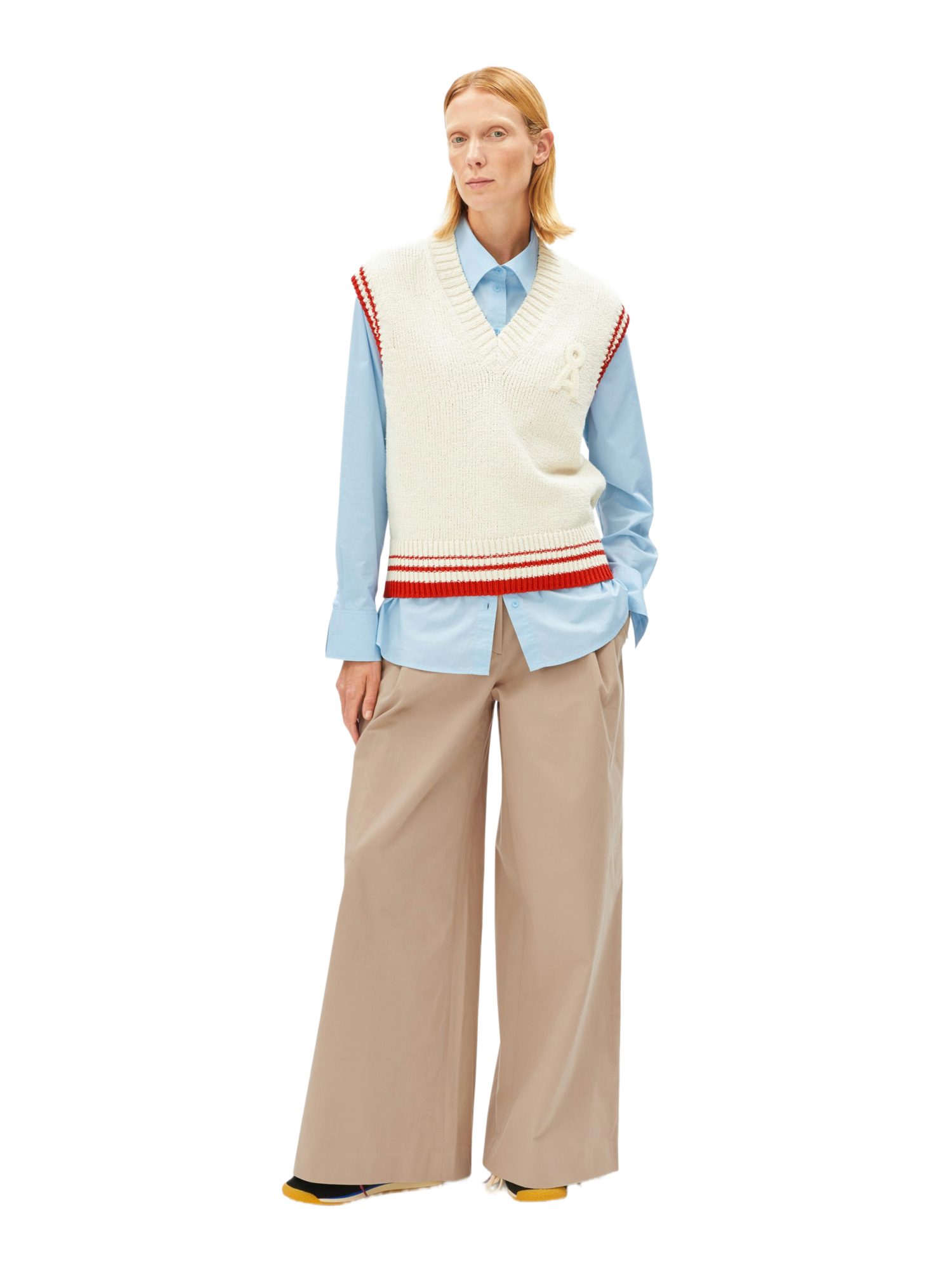 Armedangels Strickweste weiß,Casual,Bio-Baumwolle,Unifarben,V-Ausschnitt,Ärmellos,Loose Fit