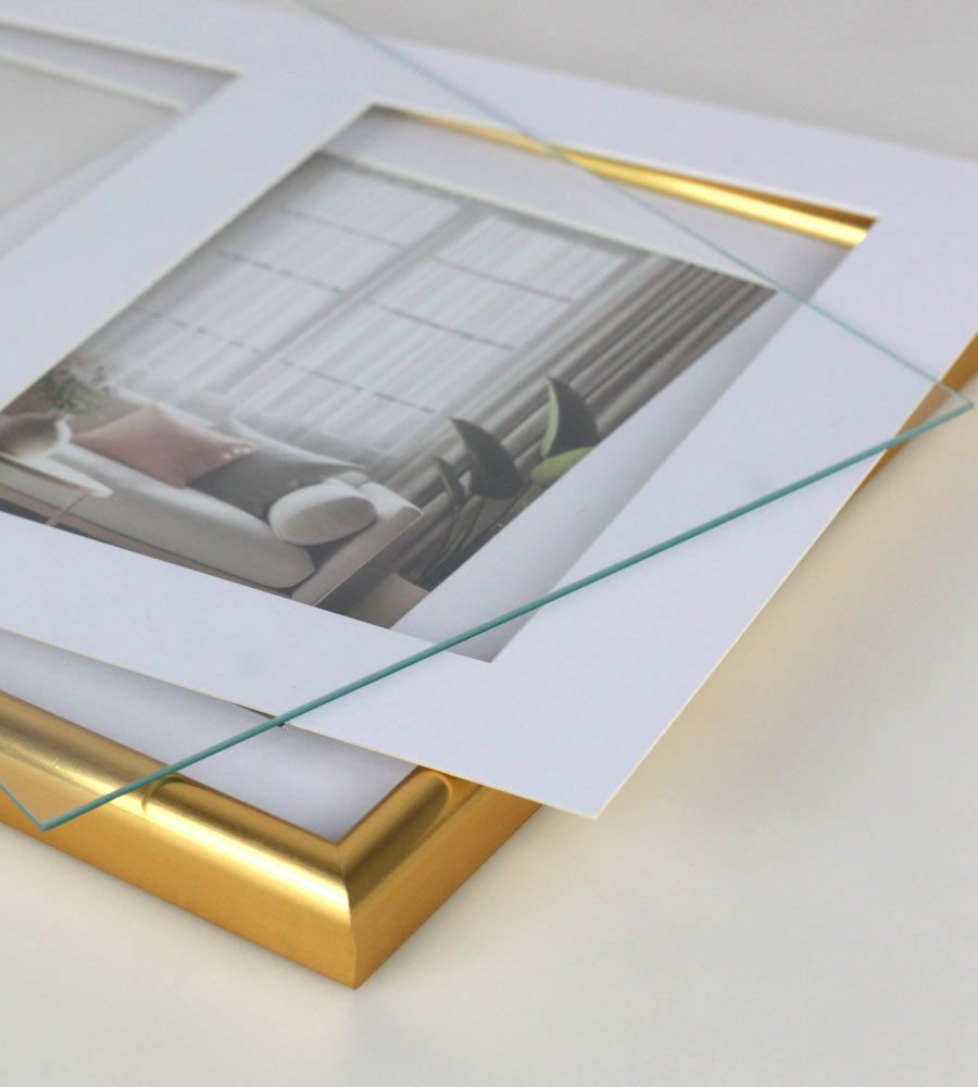IDEAL TREND Bilderrahmen Galerie Bilderrahmen Kunststoff mit Passepartout & Klarglas Collagerah, für 3 Bilder (1 St), Schrägschnitt Passepartout – Bild 2 von 5