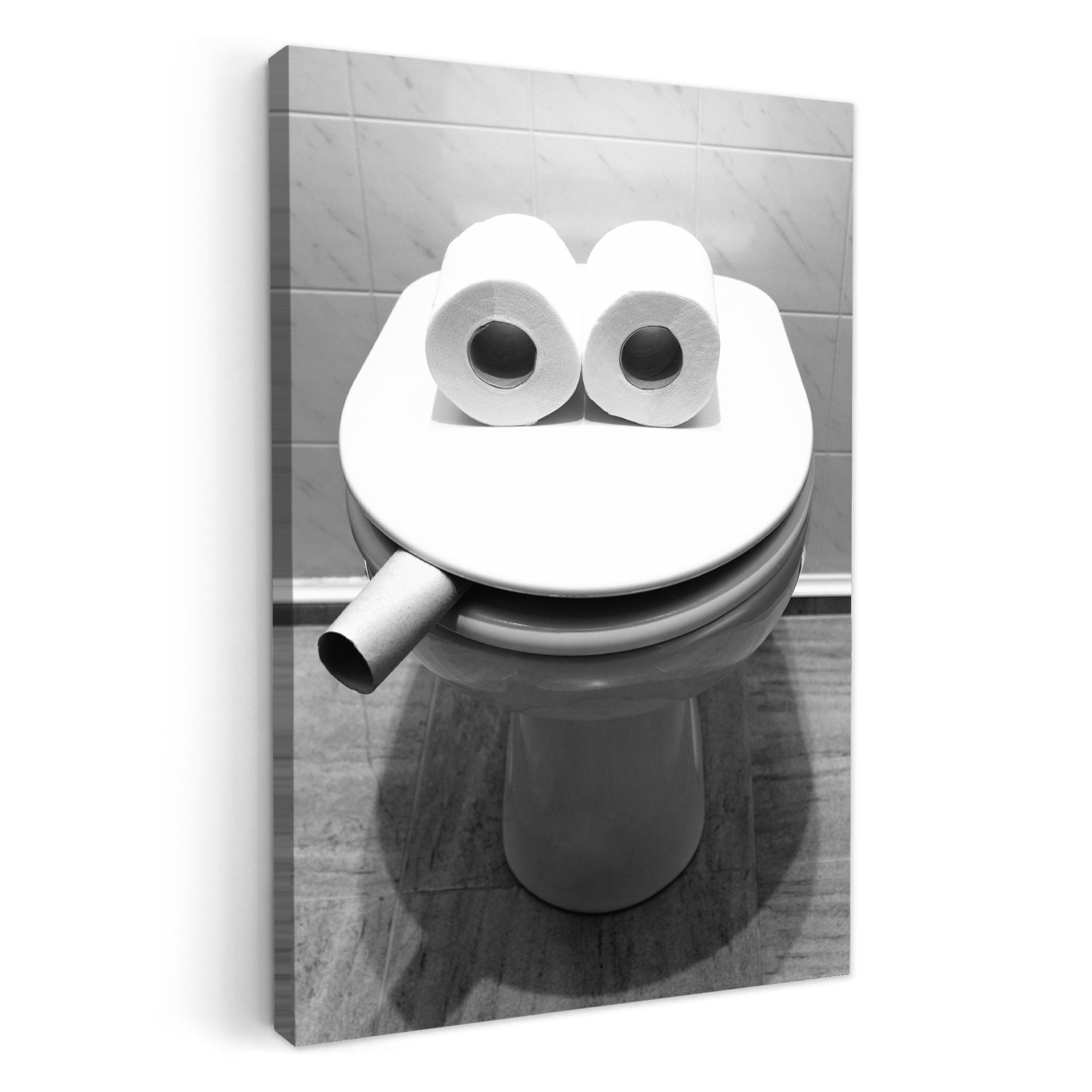 OneMillionCanvasses® Leinwandbild Toilette - Toilettensitz - Lustig - Toilette, Fotodruck (1 St), Badezimmer Deko, Bilder WC, Toilette Wanddeko 60x90 cm