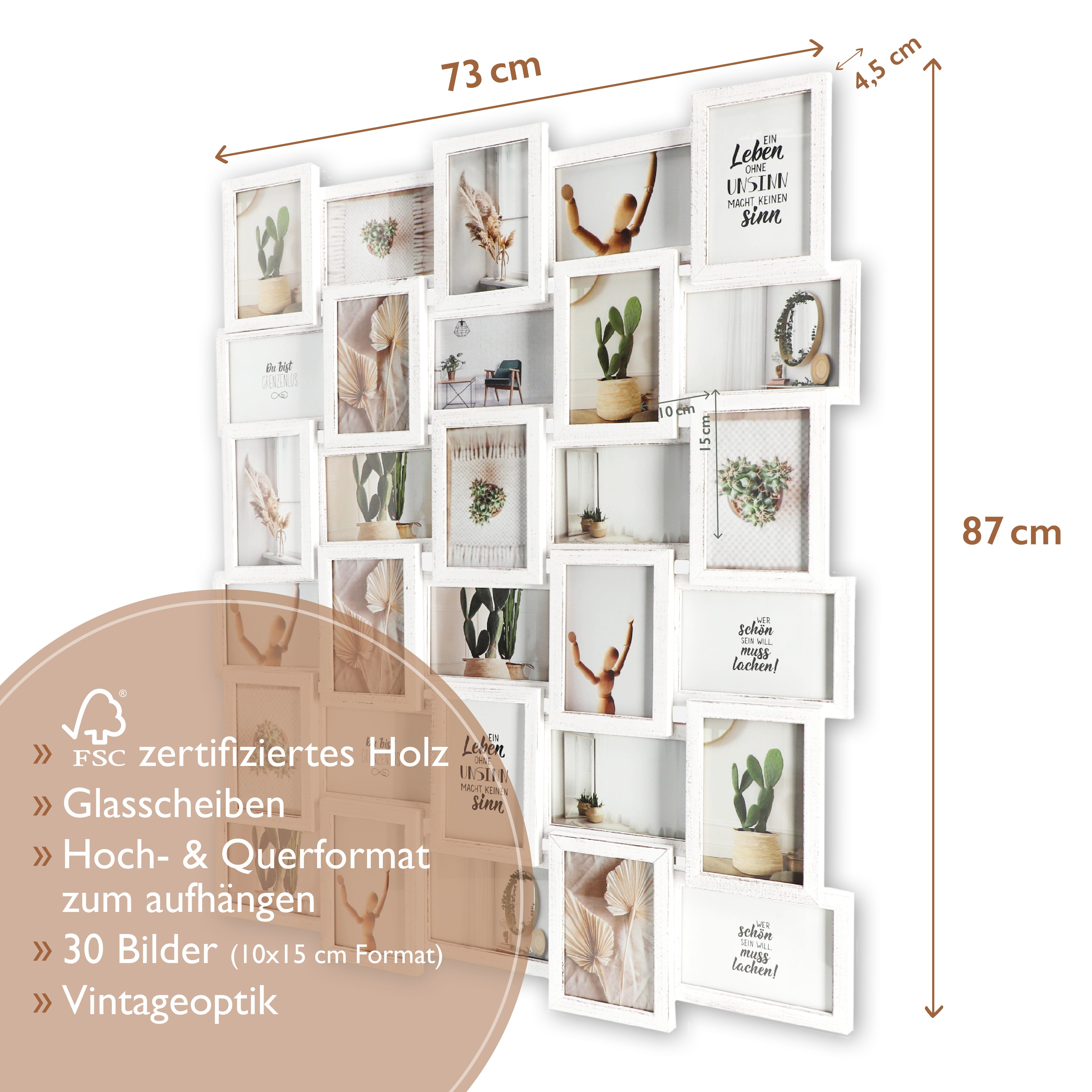 Wackadoo Living Bilderrahmen Collage Holzbilderrahmen Galerie mit Glas und günstig online kaufen