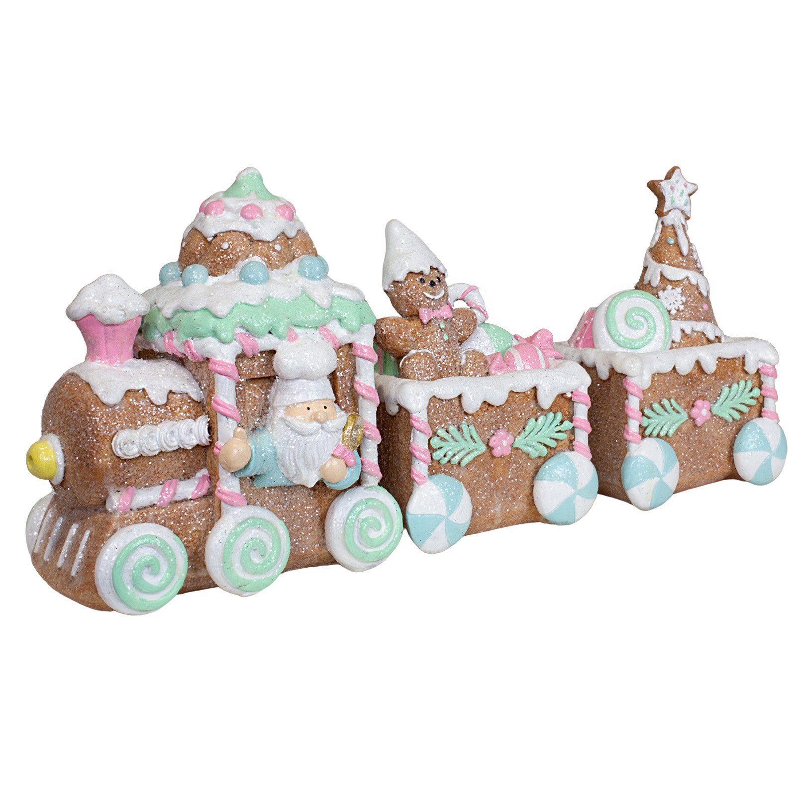 Christmas Paradise Dekoobjekt Weihnachten Lebkuchen-Zug 38 cm (Weihnachtsdeko, 1 St., Lokomotive mit 2 Wagen), Weihnachtszug im Lebkuchen-Stil