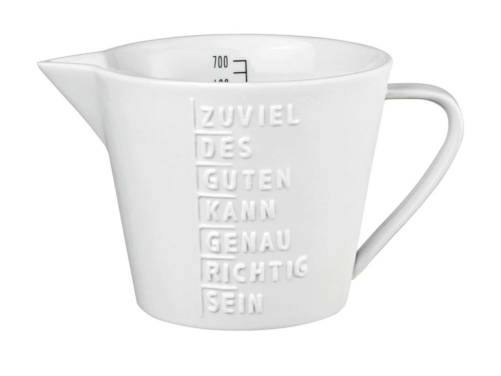 räder design stories Messbecher Messbecher Zuviel des Guten weiß 0,7l, Porzellan