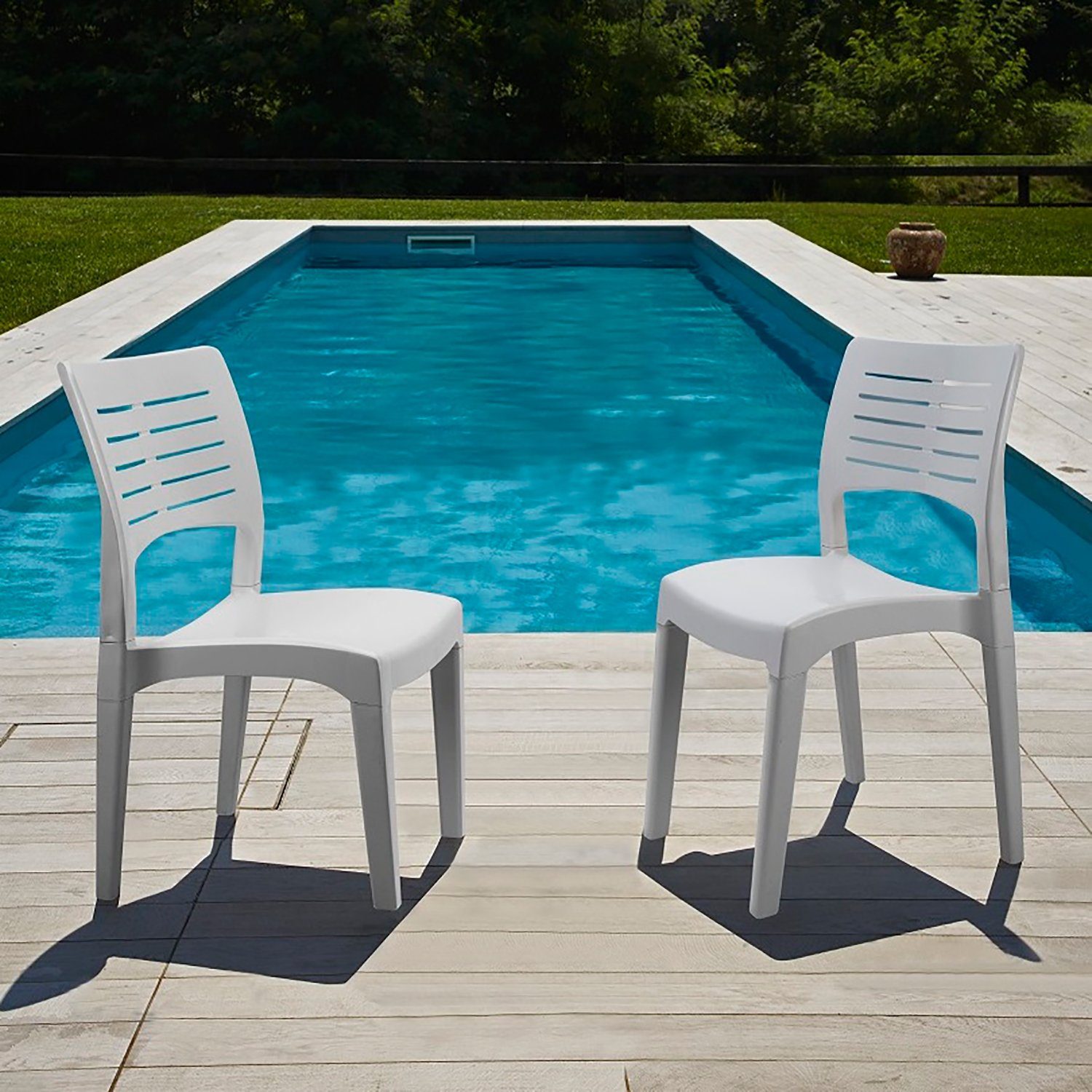 Mojawo Armlehnstuhl Stapelstuhl Bistrostuhl Stapelsessel Gartenstuhl günstig online kaufen