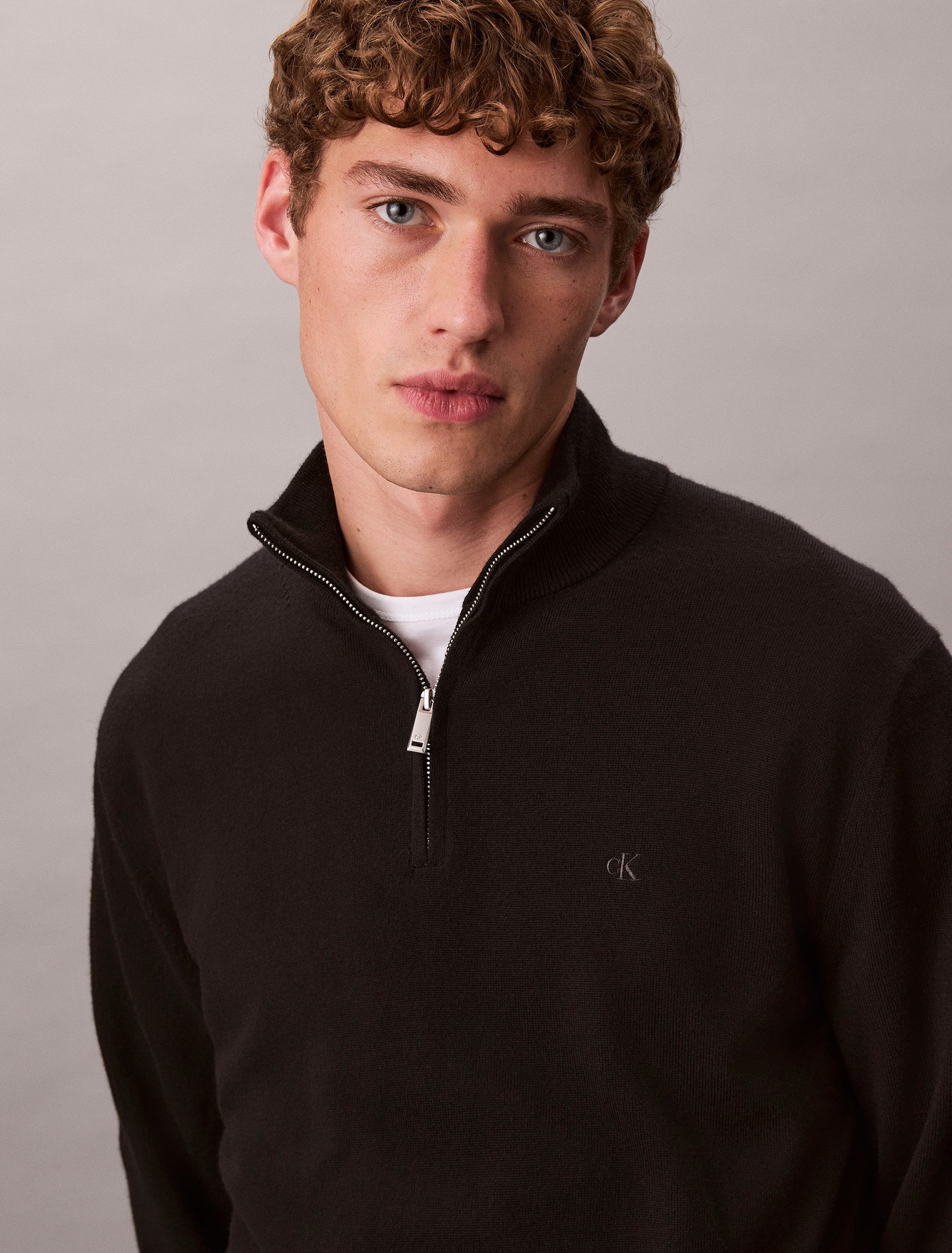 Stehkragenpullover LS 100% MERINO QZ 14GG