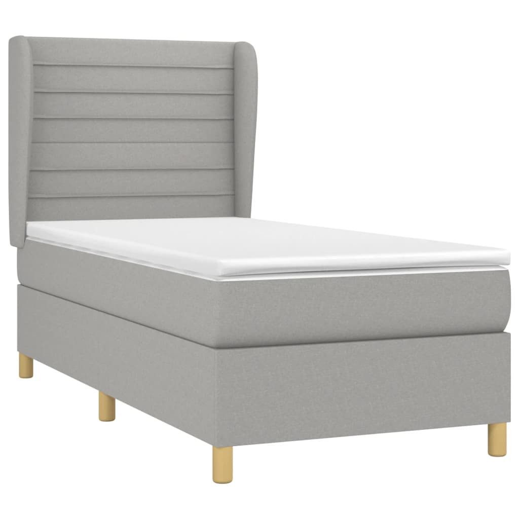 Bett Boxspringbett mit Matratze Hellgrau 90x190 cm Stoff
