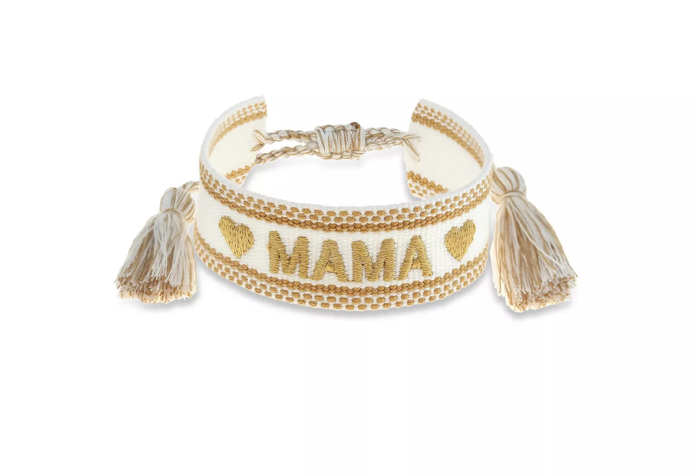 Made by Nami Armband Gewebt Damen mit Schriftzug in verschiedenen Varianten Glücksbringer, Freundschaftsarmband Geschenke für Frauen Geschenke für Mama