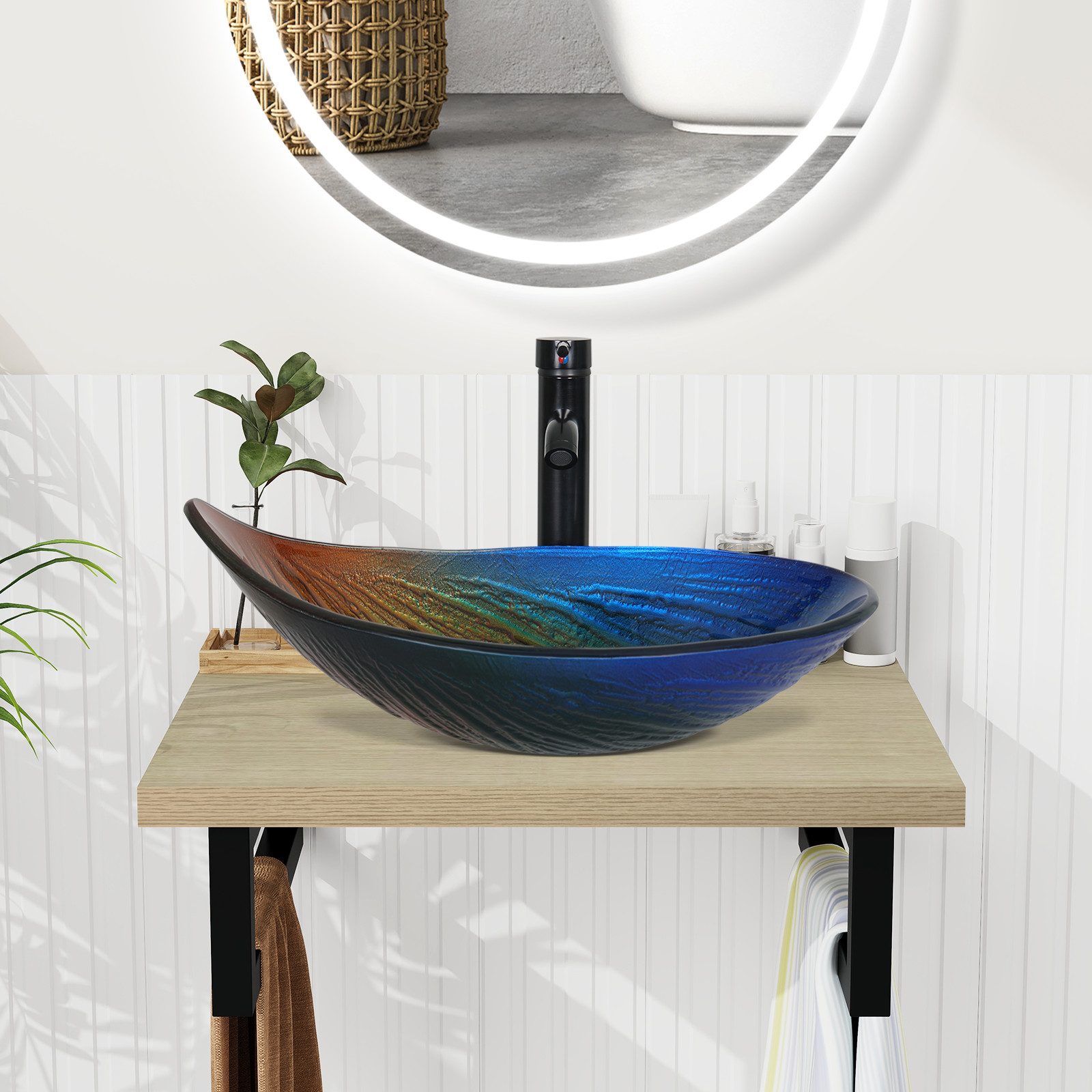 Puluomis Badmöbel-Set Badezimmerschrank Waschbeckenunterschrank Set, Wascht günstig online kaufen