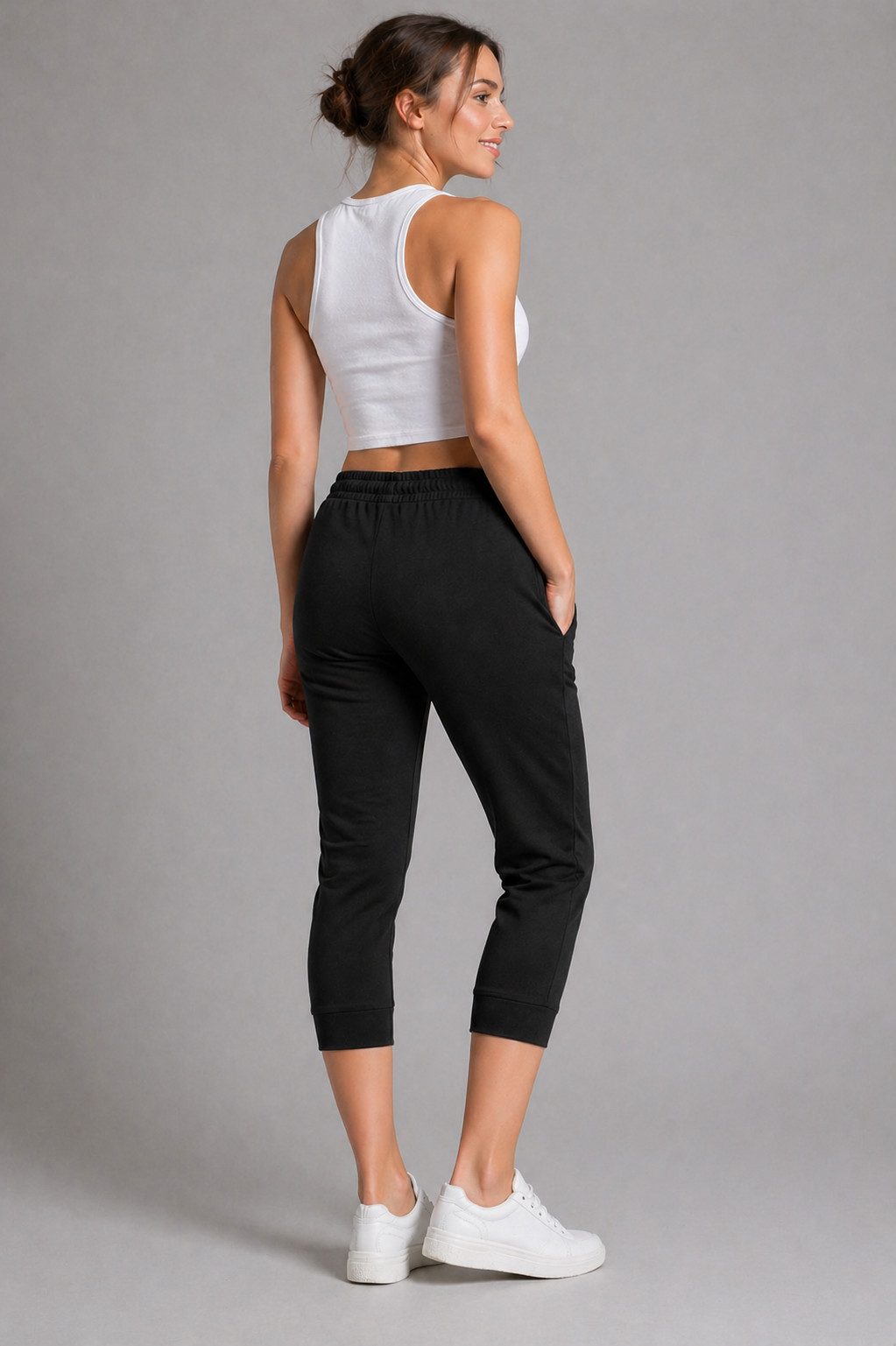 ROSS CAMP 3/4-Hose Damen - Jogginghose mit Kordelzug, Sporthose, Caprihose mit Elastikbund, bequem, Baumwollmix, atmungsaktiv – Bild 3 von 5