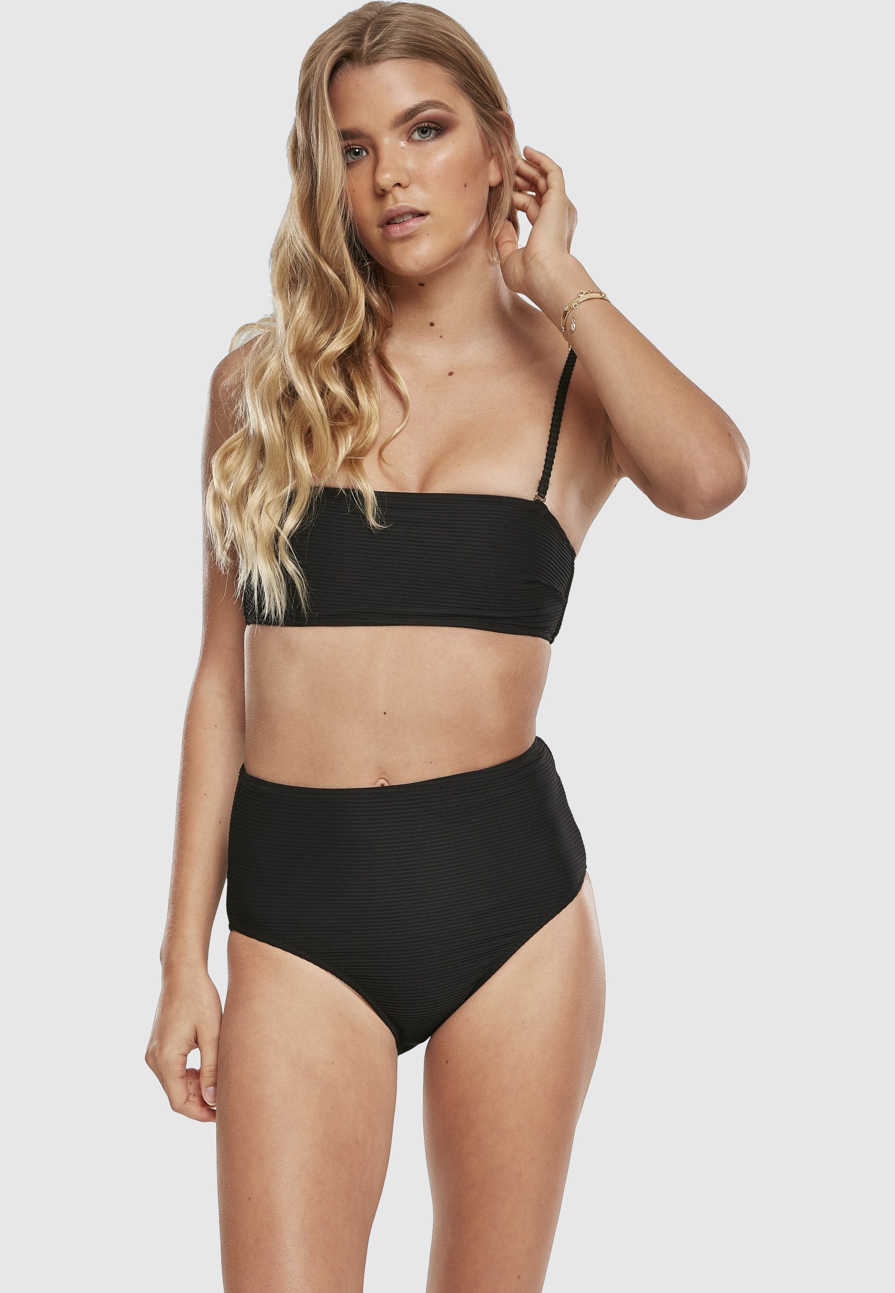 URBAN CLASSICS Triangel-Bikini Urban Classics Damen Ladies High Waist Bandeau Bikini