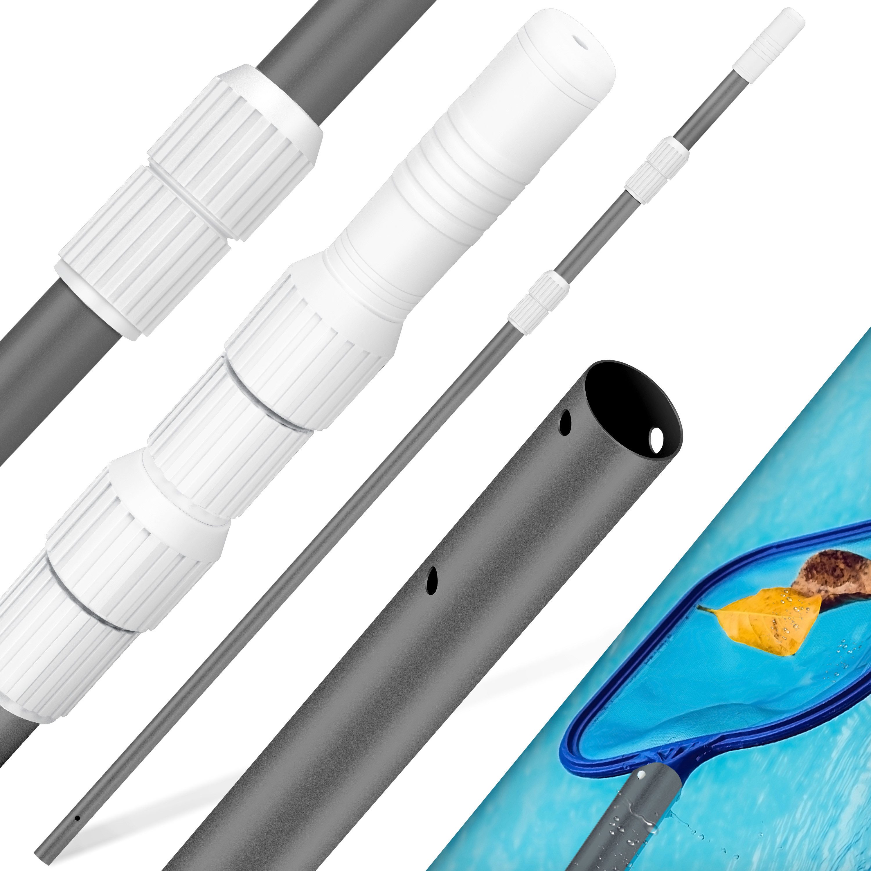 KESSER Teleskopstiel aus Aluminium Teleskopstange zur Poolreinigung von 1,2m bis max. 3,6m, Stange zur Poolpflege ideal für Poolkescher, Poolbürste & Pool Zubehör