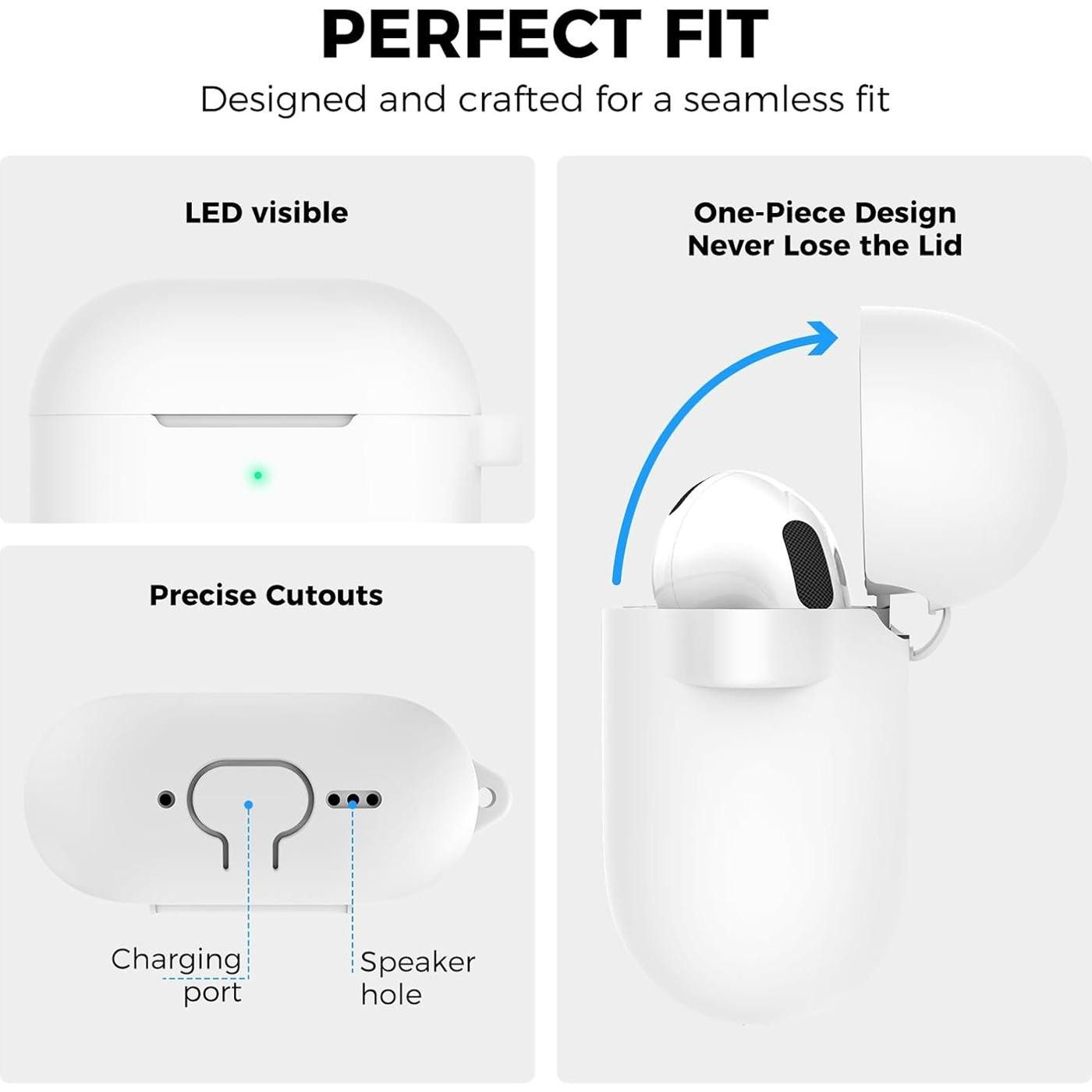 CoolGadget Kopfhörer-Schutzhülle Basic Silikon Hülle für AirPods 4 Schutzhülle mit Karabiner, Soft Touch Case, stoßfest, rutschfest, 360° Schutz, kabellos ladbar