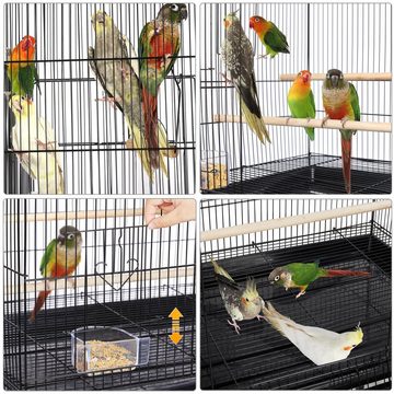 Yaheetech Vogelkäfig, Stapelbarer breiter Vogelkäfig, Flugkäfig mit Sitzstangen für Papageien, Sittiche und andere Vögel, 76 x 45,5 x 119 cm