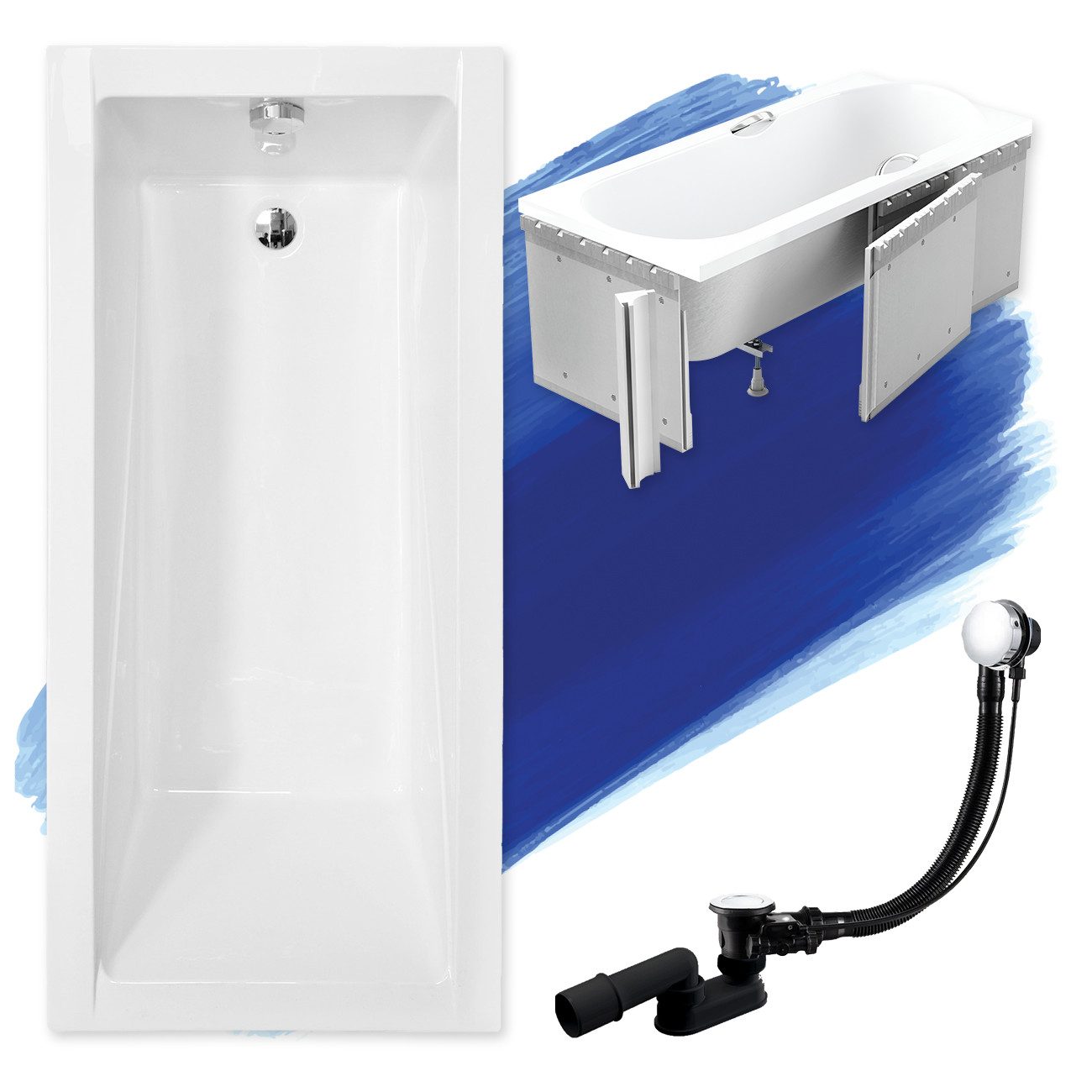 KOLMAN Badewanne Rechteck Modern 160x70, Ablaufgarnitur günstig online kaufen