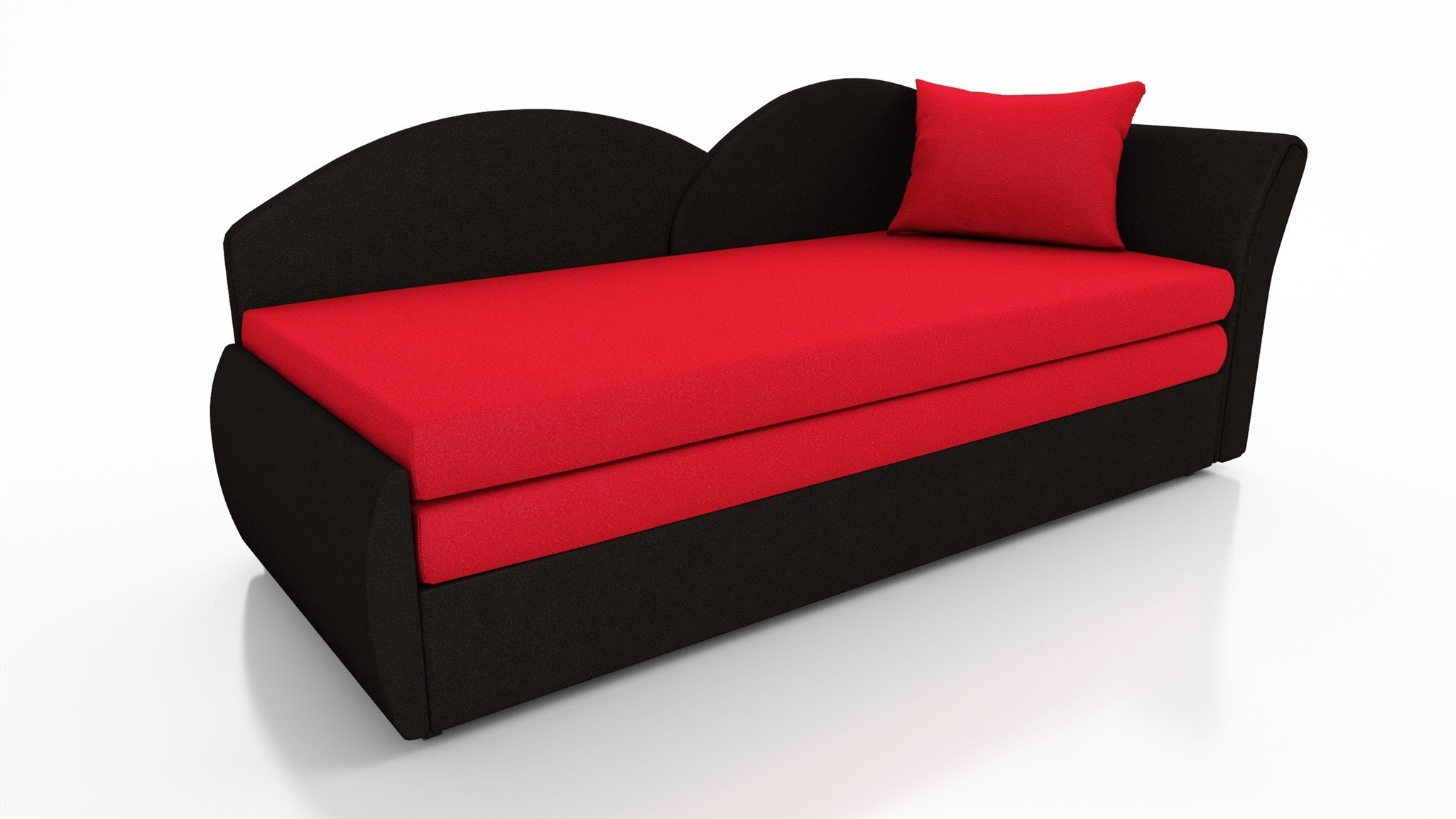 Stoff Schlaffunktion Fun Schlafsofa Alova, Bettkasten ALINA Sofa inklusive oder Möbel mit Rechts Schwarz-Rot Links