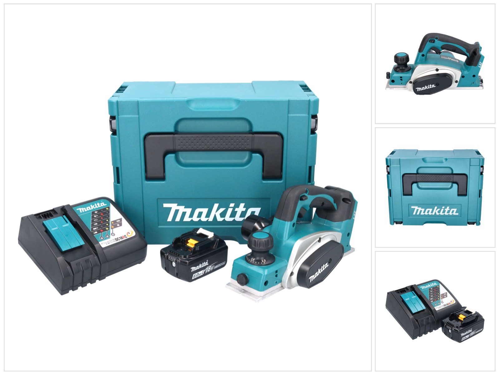 Makita Elektrohobel DKP 180 RG1J Akku Hobel 18 V 82 mm + 1x Akku 6,0 Ah + Ladegerät + Mak
