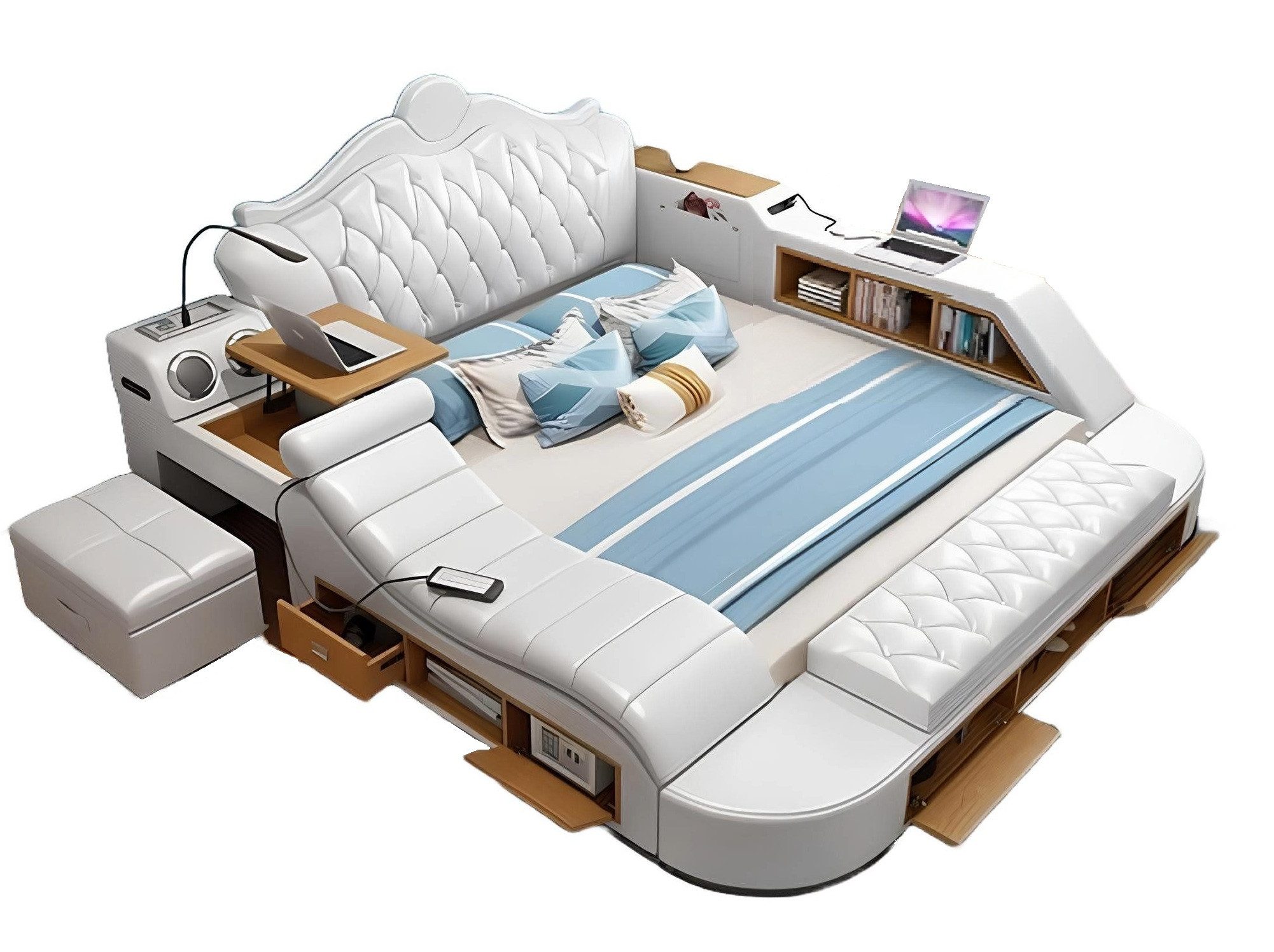 JVmoebel Multimediabett Multifunktionsbett Chesterfield in Luxus Design und Samtoptik (1-tlg., 1x Bett), Made in Europa