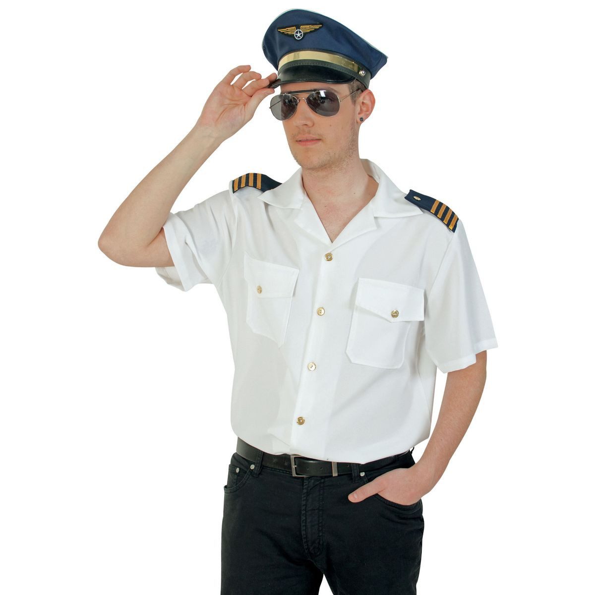 Festartikel Müller GmbH Kostüm Pilot Weißes Hemd für Erwachsene