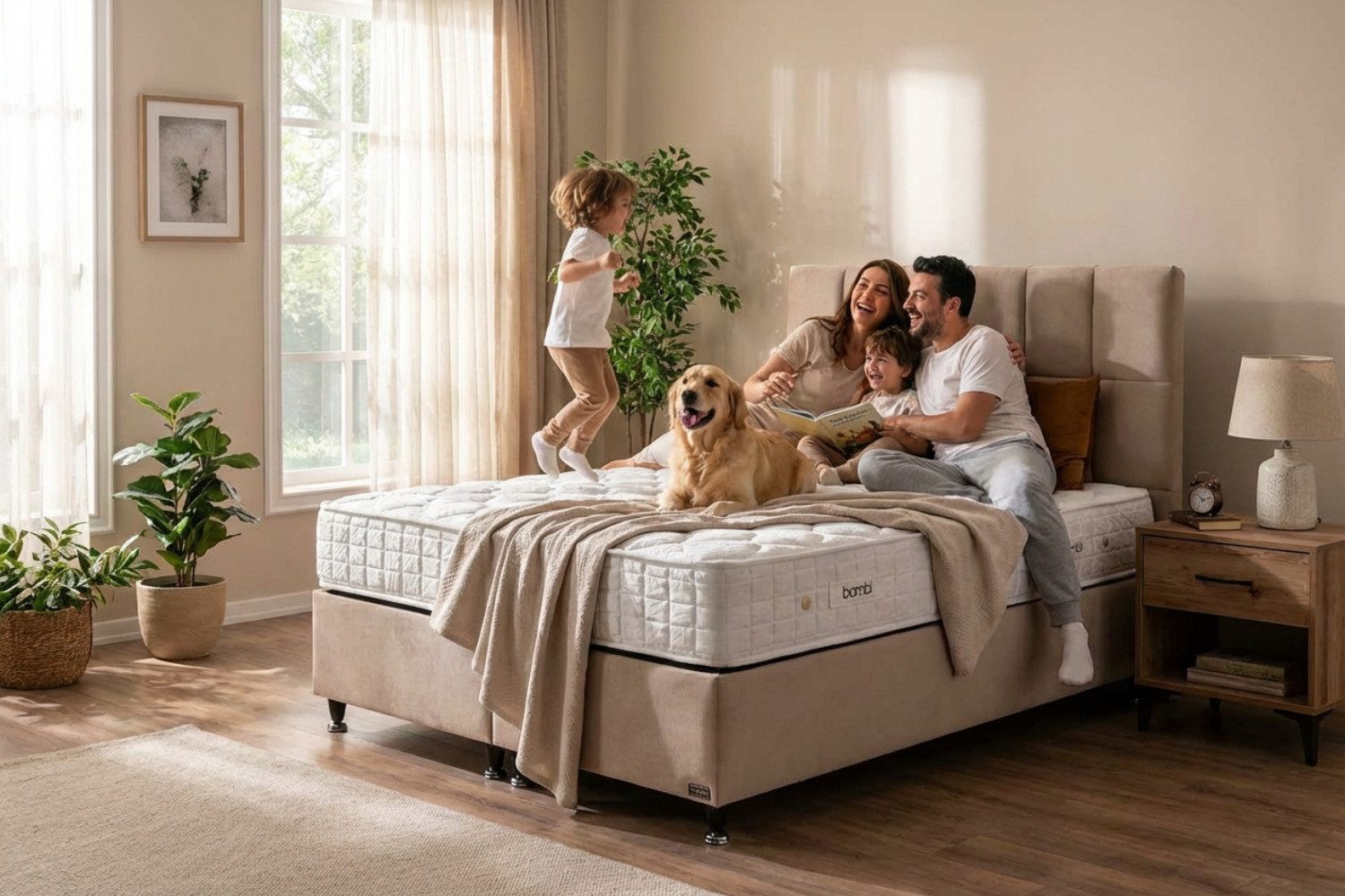 BAMBI YATAK Boxspringbett Set, Bambi Golden Prime, Schlafzimmerbett mit Bettkasten, H3 (Stauraum, Bett mit Matratze), Klassischer Schlafkomfort mit Bonell-Federsystem, 140x200 cm