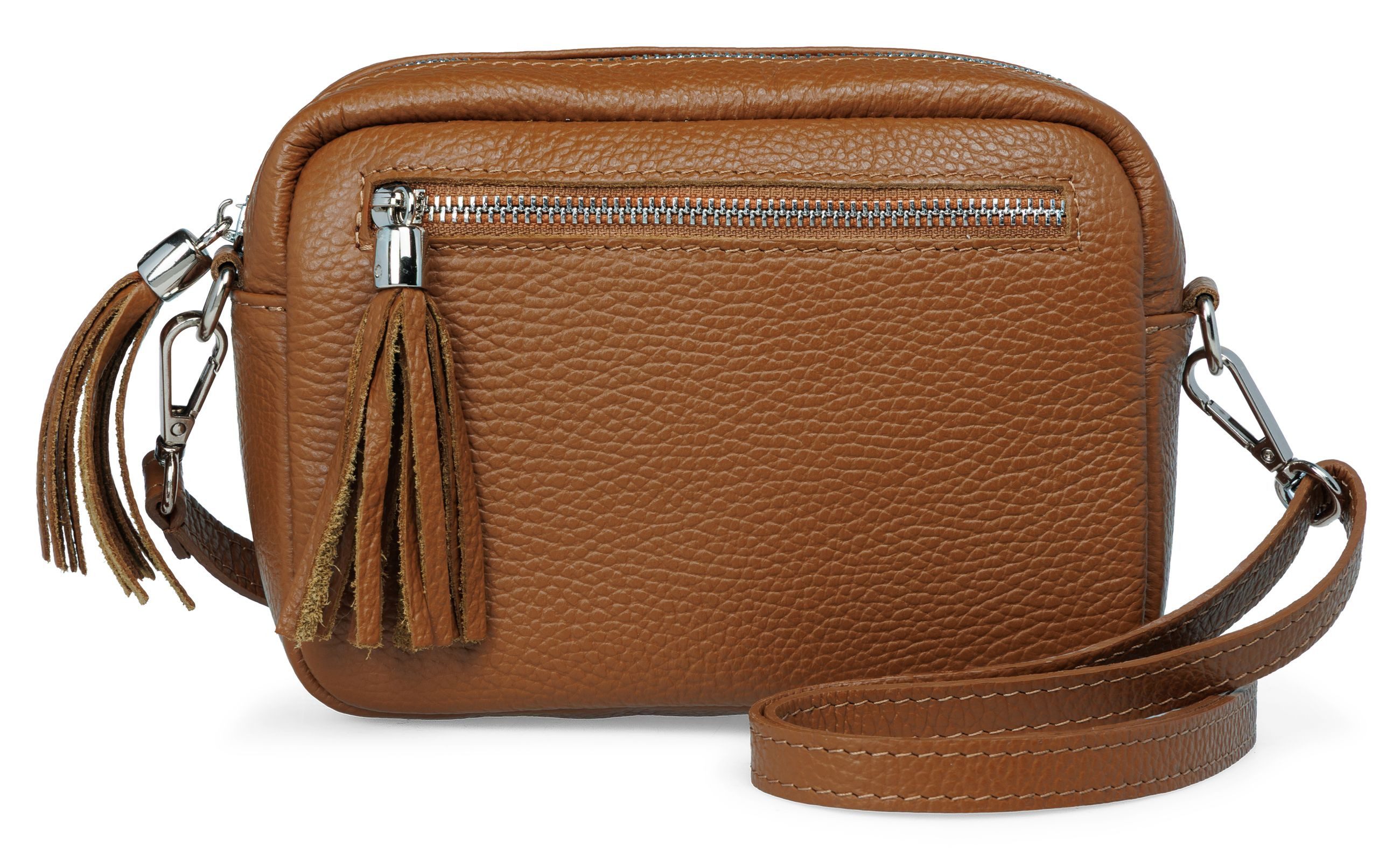 Caspar Umhängetasche Kleine Damen Crossbody Bag Leder Tasche - CLASSIC LINE - Modell No.818, leicht, elegant & unempfindlich - 100% Echtleder - Handmade in Italy