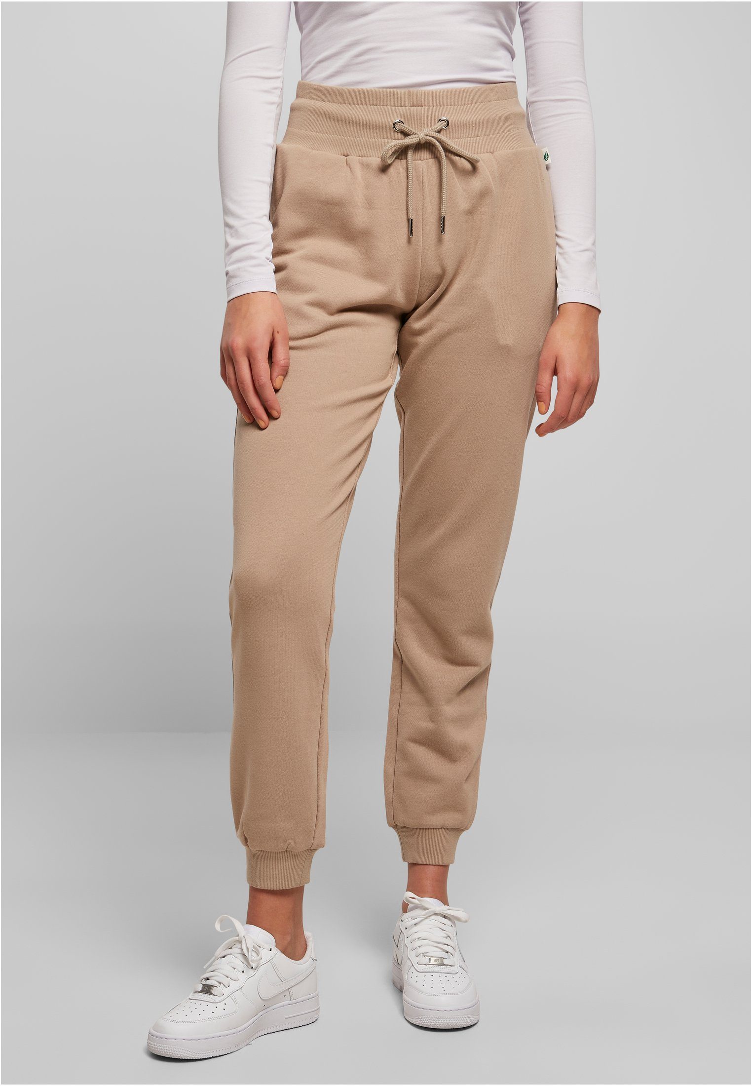 URBAN CLASSICS Stoffhose Damen Ladies Organic High Waist Sweat Pants (1-tlg) softtaupe