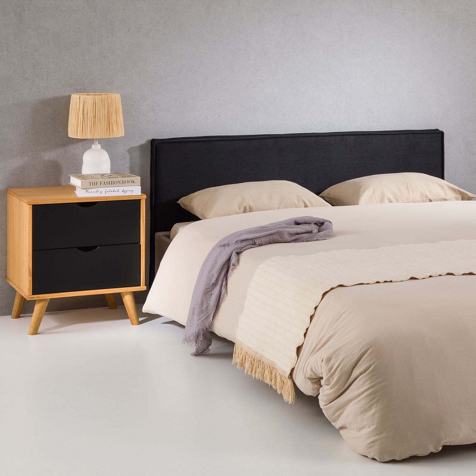 IDIMEX Kopfteil KLAO, Bettkopfteil 160 cm, Headboard Kopfteil Wandkissen Stoffbezug schwarz