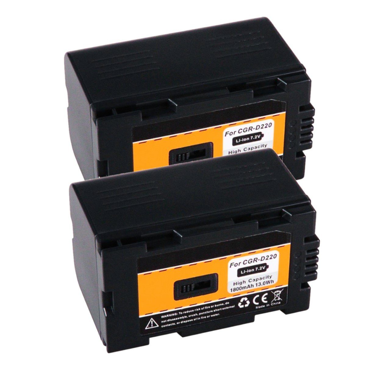 GOLDBATT 2x Akku für Panasonic CGR-D220 CGR-D16 NV-Serie CGA-D54 CGA-D54S CGA-D54SE CGA-D54SE/1B Kamera-Akku Ersatzakku 1800 mAh (7,2 V, 2 St), 100% kompatibel mit den Original Akkus durch maßgefertigte Passform inklusive Überhitzungsschutz
