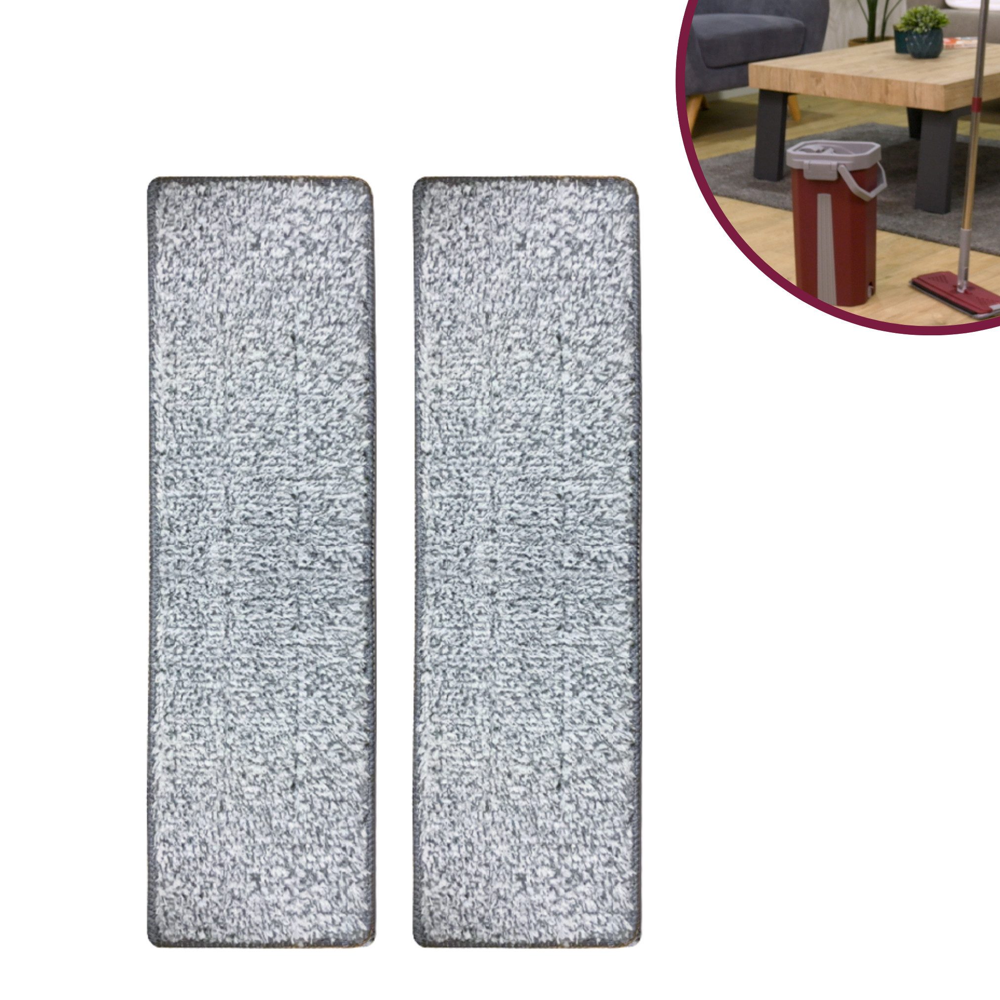 Venteo Balai Clean & Dry Mop Ersatzmatten Wischbezug (Polyester, 33x12.5 cm, Spar-Set, 2-tlg., 2er oder 4er Pack, Ersatzpads, Microfaser Wischmop Matten - selbstreinigendes Wischsystem)
