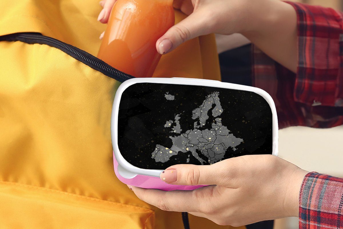 Snackbox, - für (2-tlg), Europa Kunststoff Brotdose Kunststoff, Lunchbox Mädchen, Karte Kinder, Farbe, Erwachsene, - MuchoWow rosa Brotbox