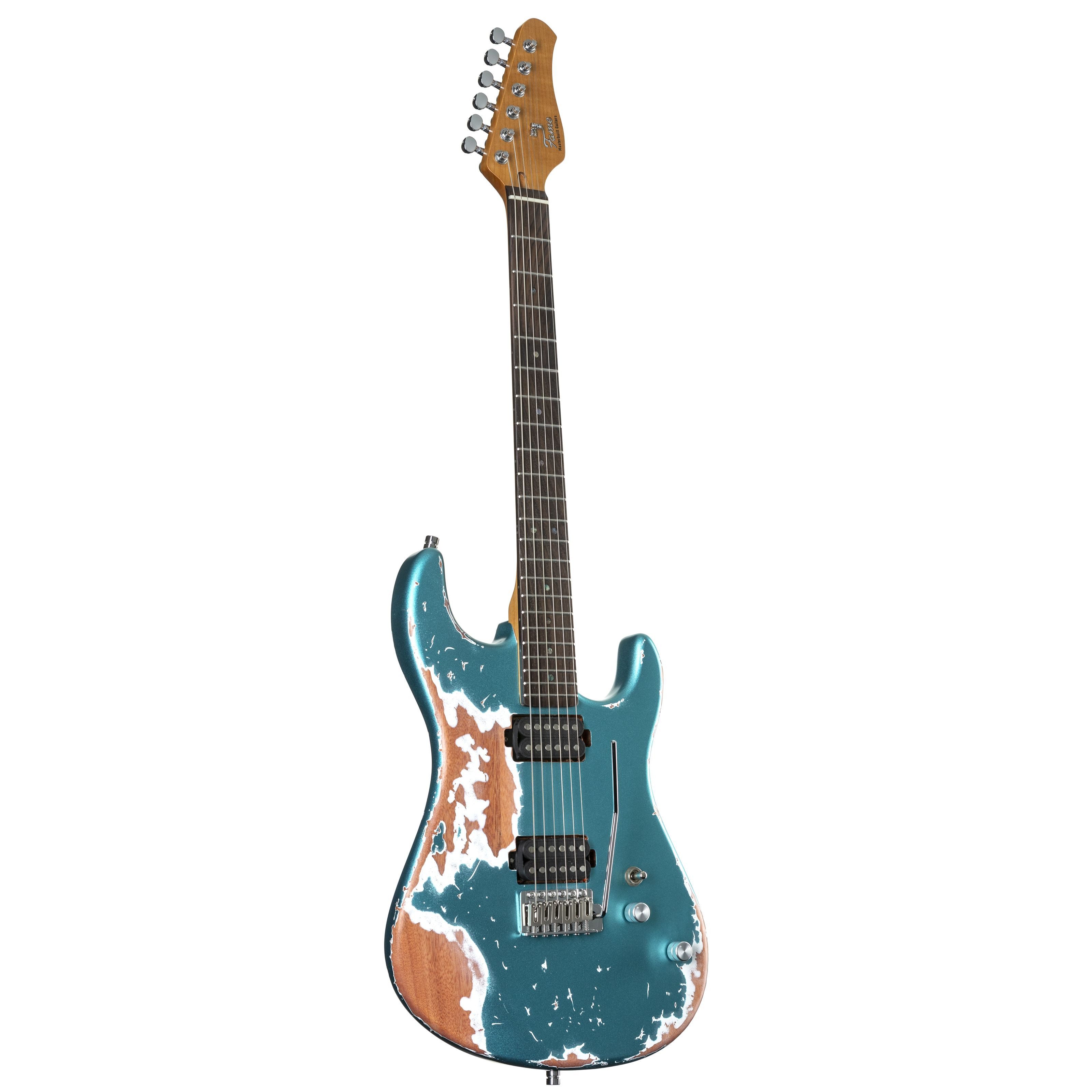 FAME E-Gitarre, Электрогитары, ST-Modelle, Custom ST RW Worn Aqua - E-Gitarre