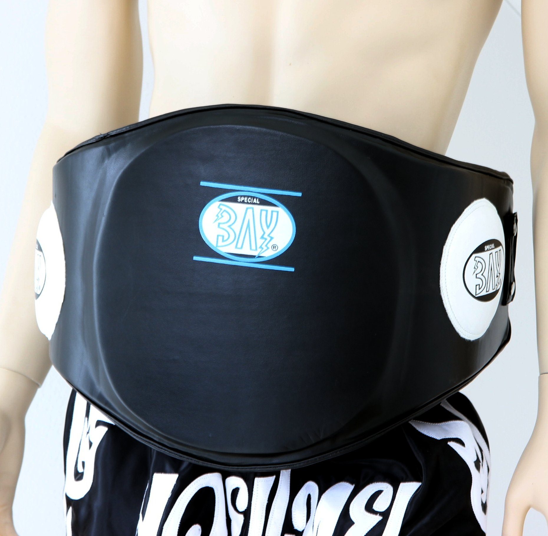 BAY-Sports Pratzen Bauchgürtel Bauchschutz Körperschutz Kampfsport, Belly Pad, Schlagkissen, Thaiboxen, Muay Thai, MMA, Boxen