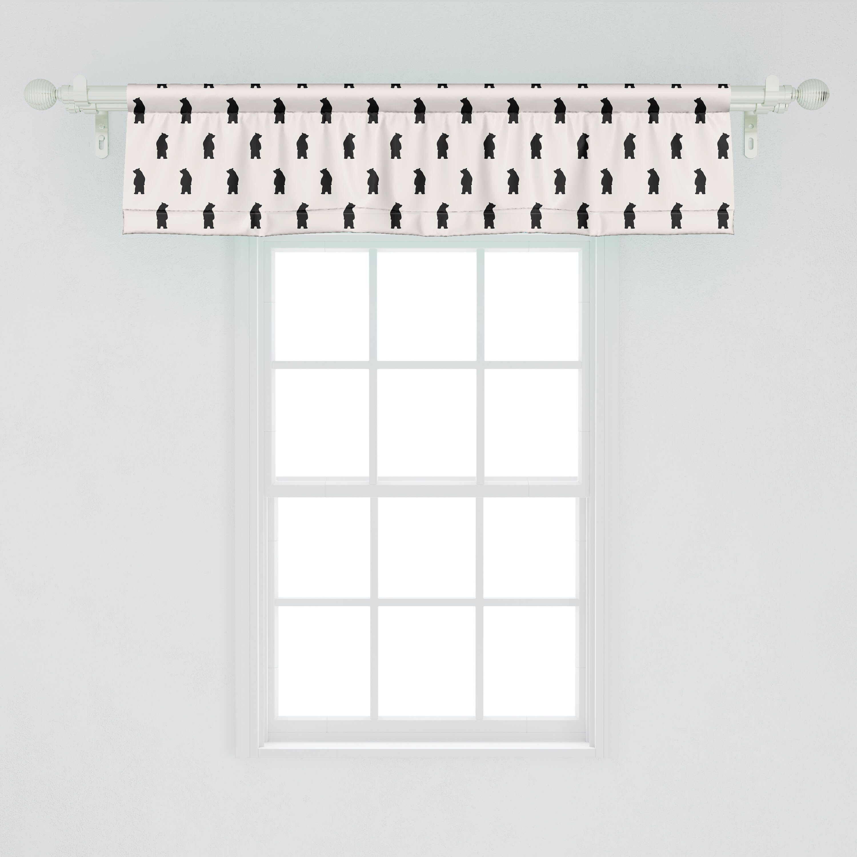 Vorhang Abakuhaus, Dekor Silhouetten für mit Bear Stangentasche, Schlafzimmer Küche Tier Microfaser, Black Volant Scheibengardine