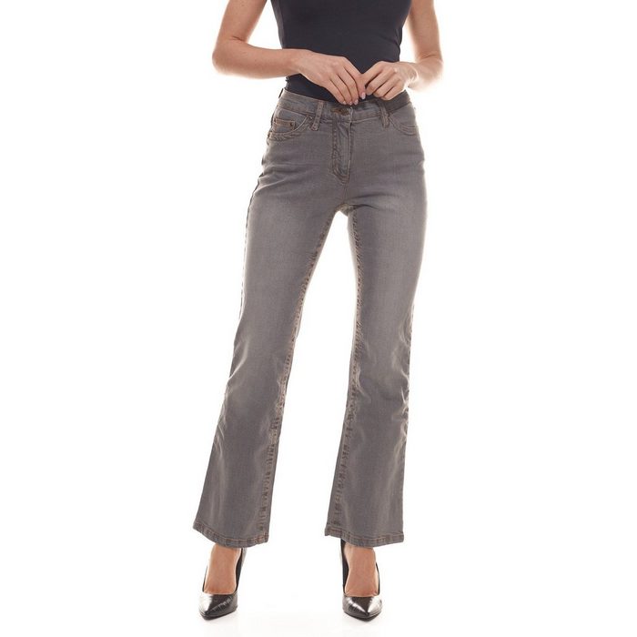 Cheer Regular-fit-Jeans Cheer Simone Jeans klassische Damen Five-Pocket-Hose mit ausgestelltem Freizeit-Jeans Bein Grau