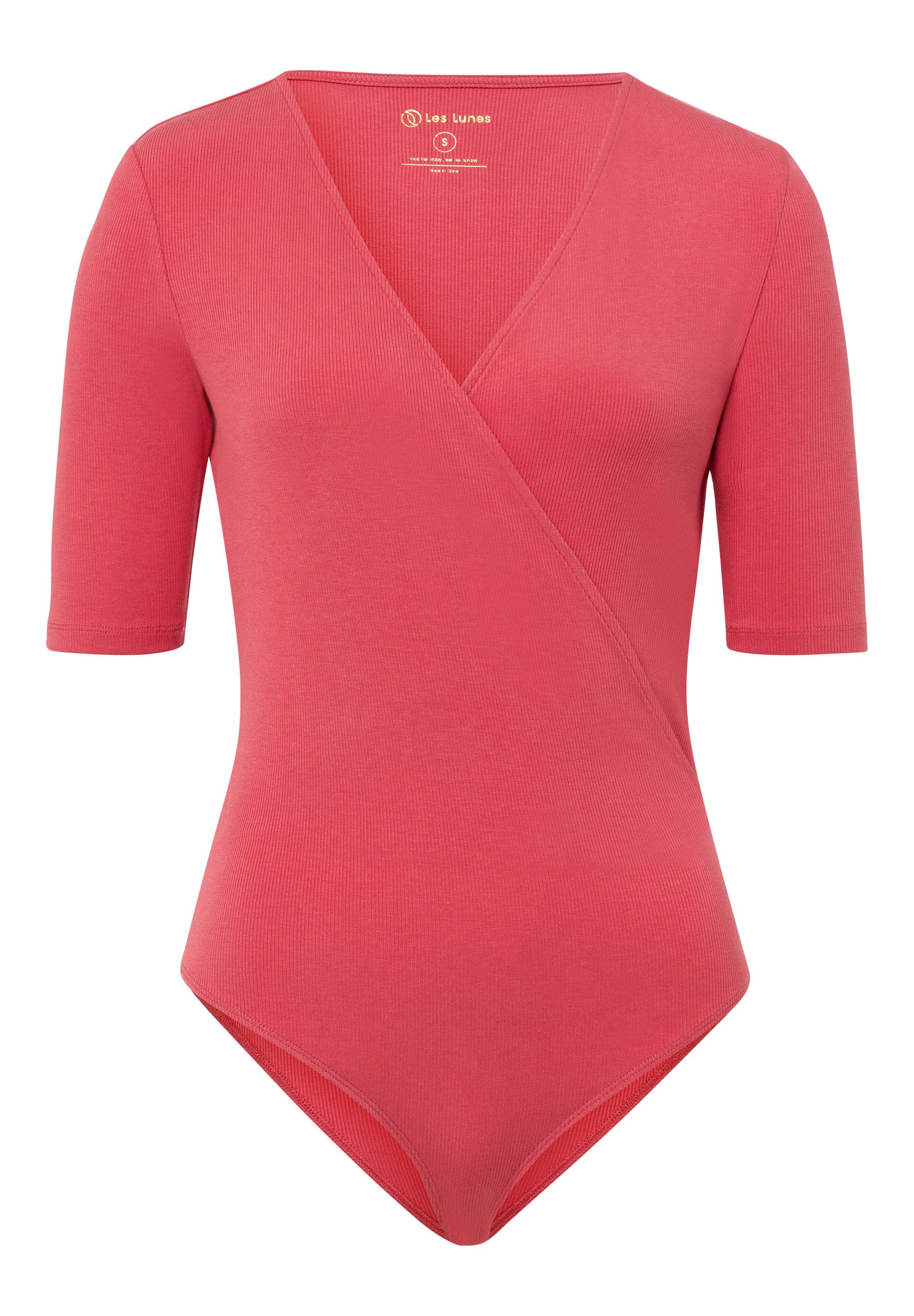 Les Lunes Kurzarmbody SCOTTIE Body Rib Weicher Bambusbody, Wickel Optik, Ripp Jersey, figurbetont, Stretch