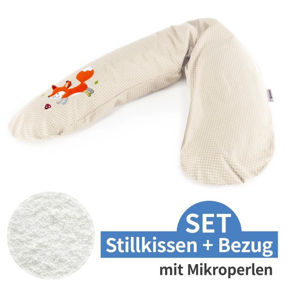 inkl. (Baumwolle) Punkte 2-tlg., Lagerungskissen cm Seitenschläferkissen Fuchs Original Bezug Beige, / 190 Knister Das Theraline Stillkissen - -