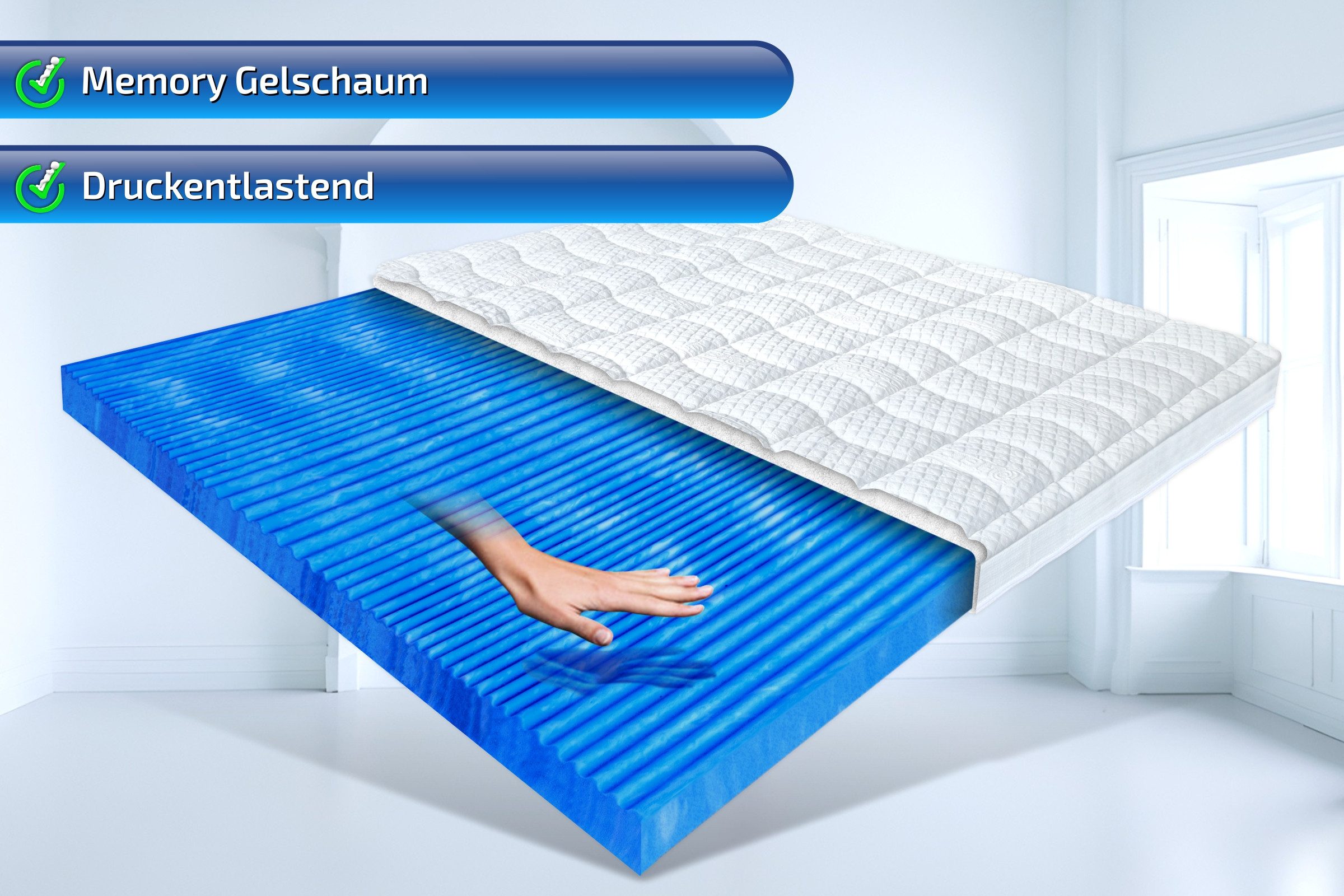 Matratzen Perfekt, Topper 8 cm Hoher Gel Schaumtopper mit 7 Zonen 55 kg/m³ günstig online kaufen