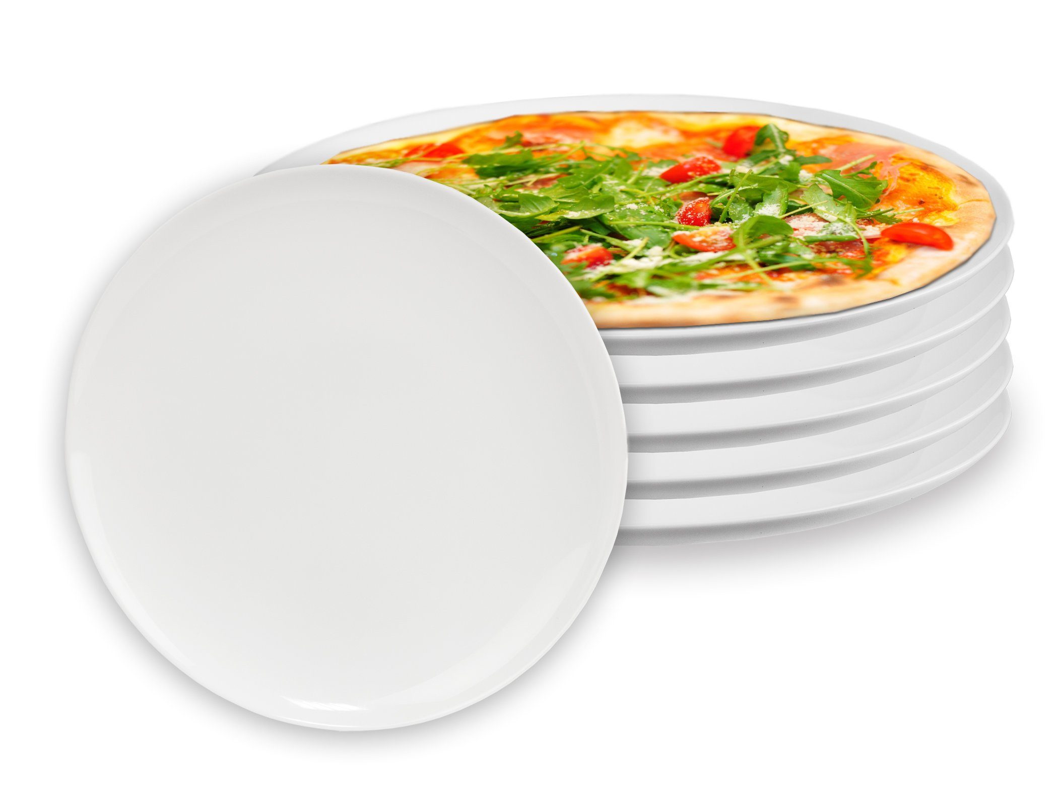 Luminarc Pizzateller 6x Arcoroc Teller 32 cm Durchmesser aus Opalglas für Pizza, Flammkuchen, Wraps