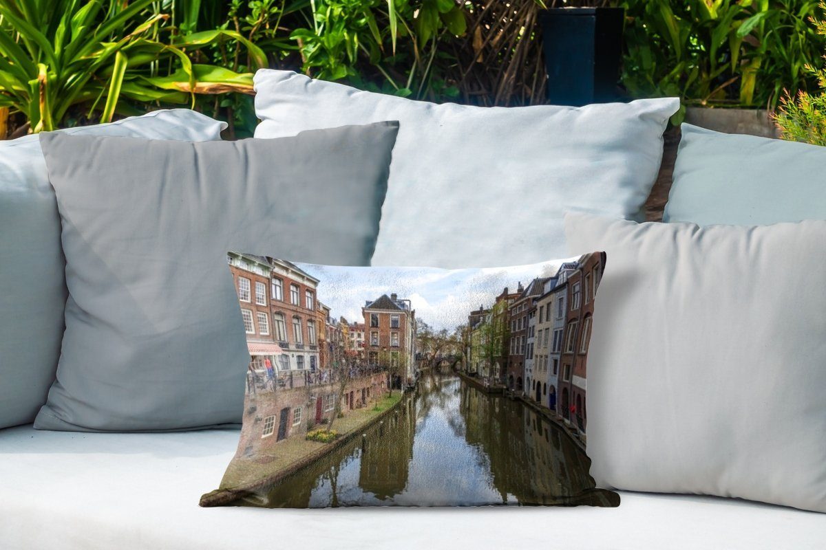MuchoWow Dekokissen Architektur Dekokissenbezug, Outdoor-Dekorationskissen, Polyester, - - Utrecht Kissenhülle Kanal