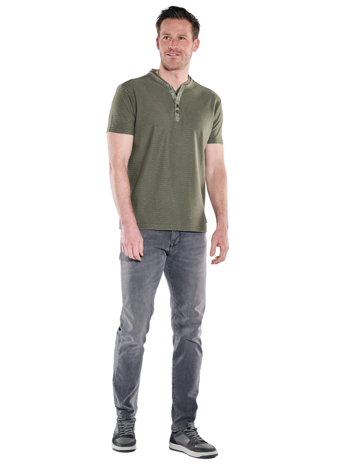 Engbers T-Shirt Herren Henley T-Shirt, Oliv