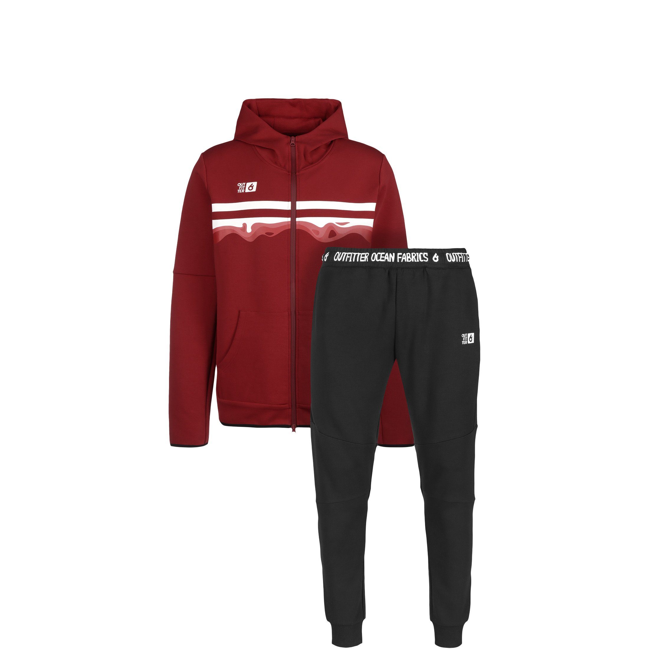 Outfitter Trainingsanzug Ocean Fabrics Jogginganzug Kinder rot / schwarz