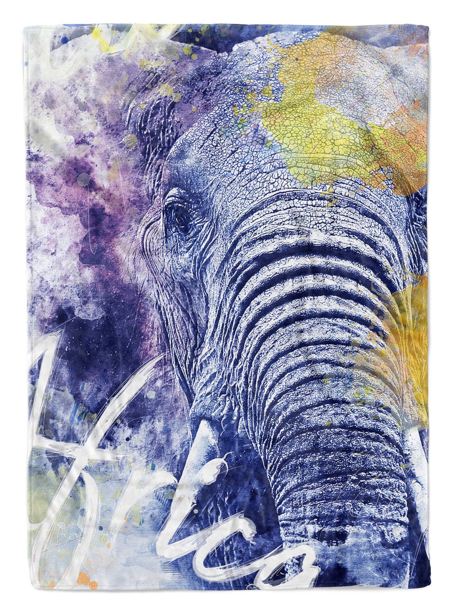 Sinus Art Handtücher Handtuch Strandhandtuch Saunatuch Kuscheldecke SplashArt Tier Serie Kunstvoll Elephant Af, Baumwolle-Polyester-Mix (1-St), Handtuch