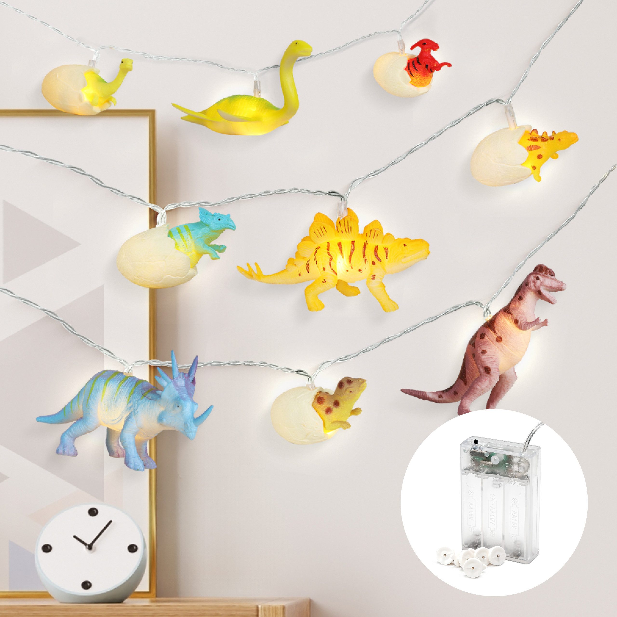 LED-Lichterkette Dino Lichterkette Batterie und Stecker -