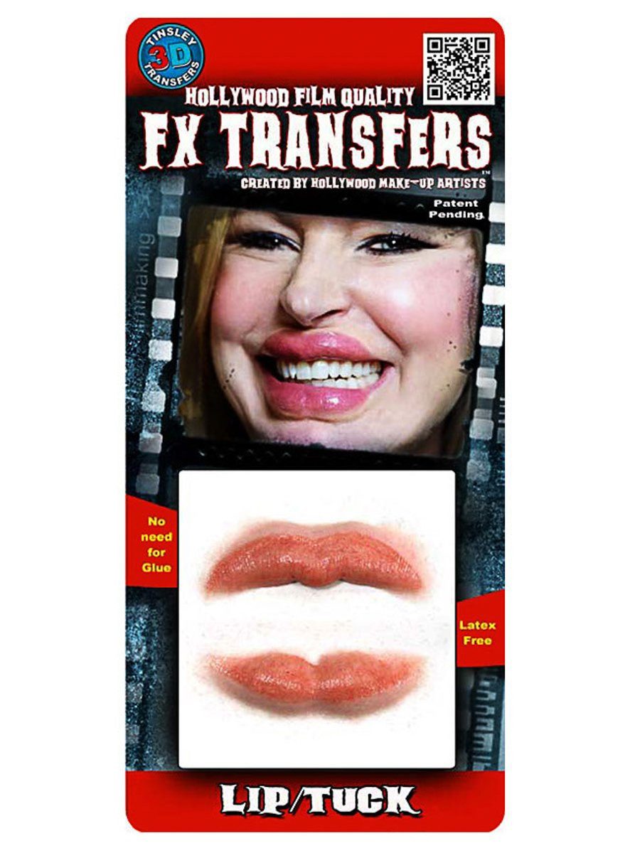 Tinsley Theaterschminke Schlauchbootlippen 3D FX Transfers, Oscarprämierte Spezialeffekte für Euer Halloween Make-up