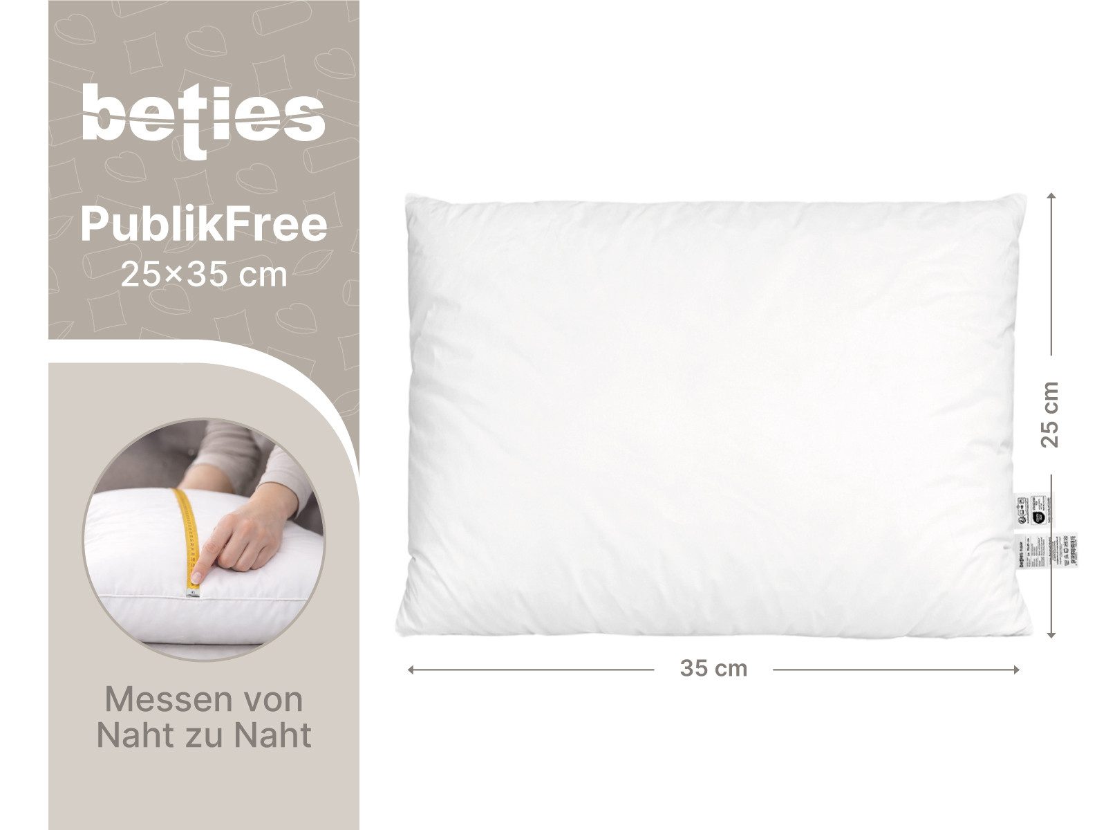 beties Kunstfaserkopfkissen PublikFree, Füllung: Polyester Faserbällchen, Bezug: Baumwolle, 1 Stück, waschbar - in verschiedenen Größen erhältlich – Bild 3 von 5