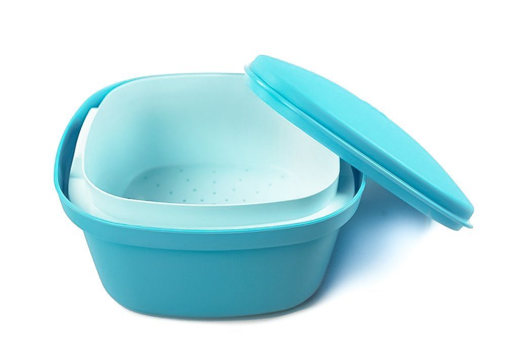 Tupperware Allegra Shine Servierschale 1,33 L – Mit Sieb, Rosa-grau, Spülmaschinenfest, Ideal Für Salate, Nudeln Oder Snacks