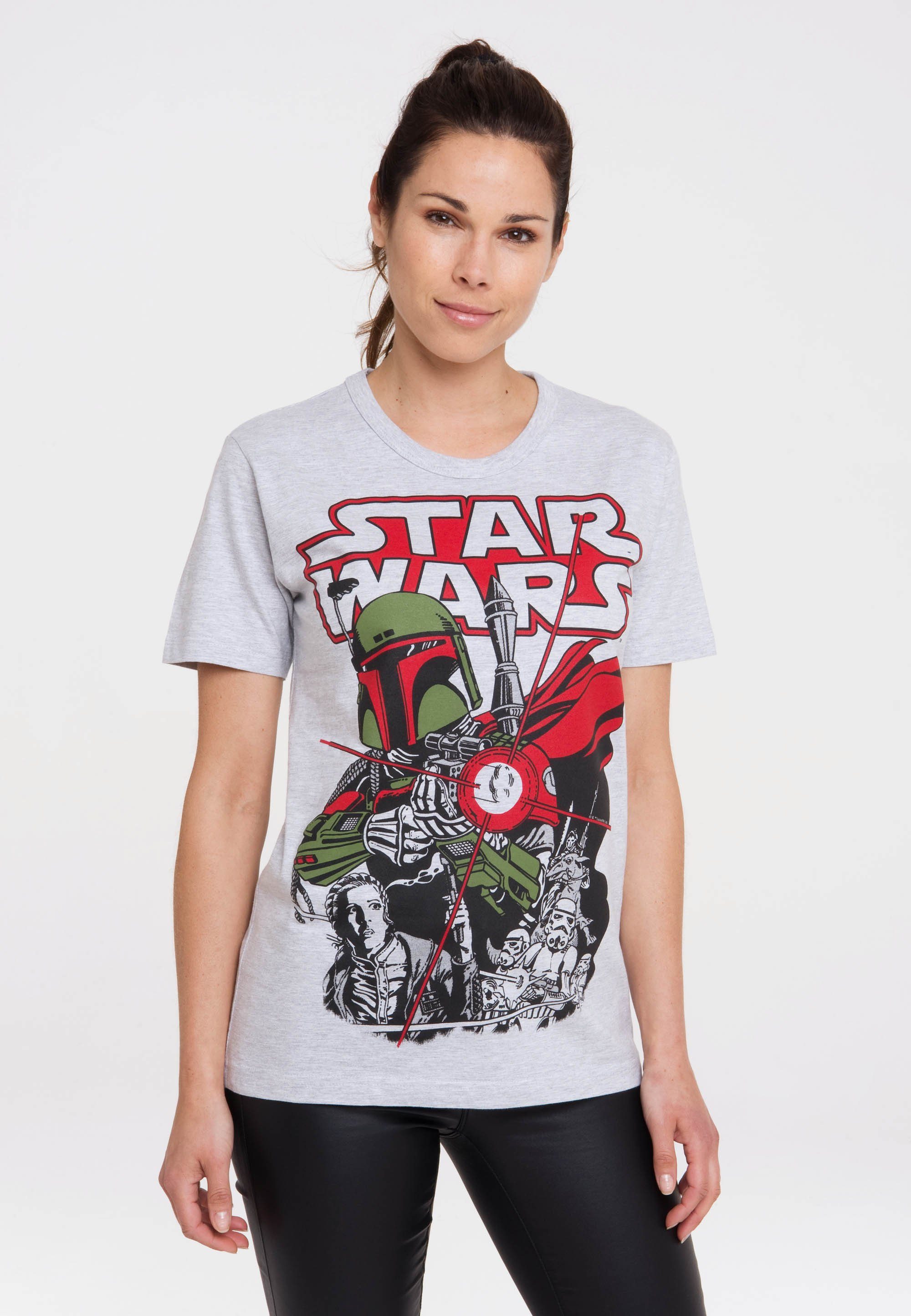 LOGOSHIRT T-Shirt Star Wars - Boba Fett mit lizenziertem Print