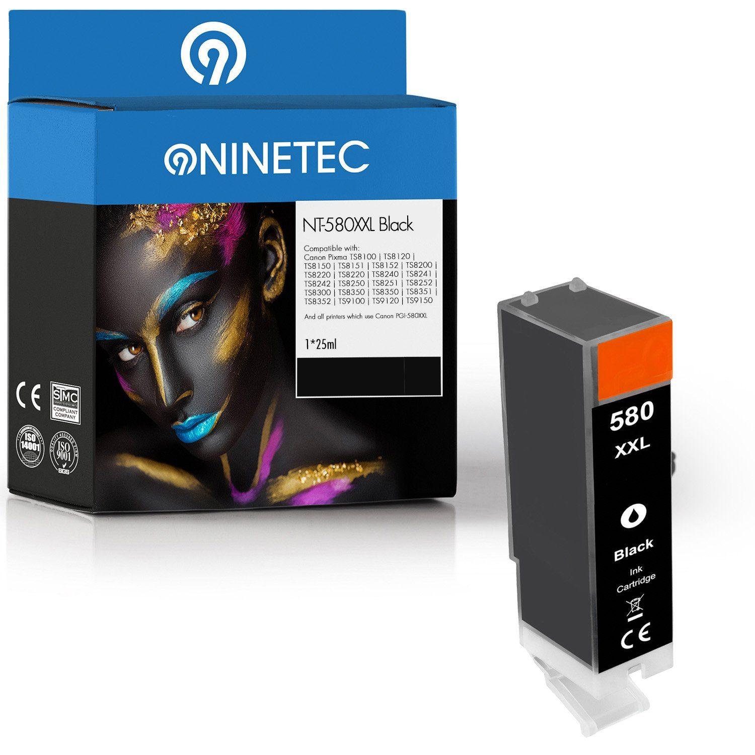 NINETEC ersetzt Canon PGI-580 PGI580 Black Tintenpatrone